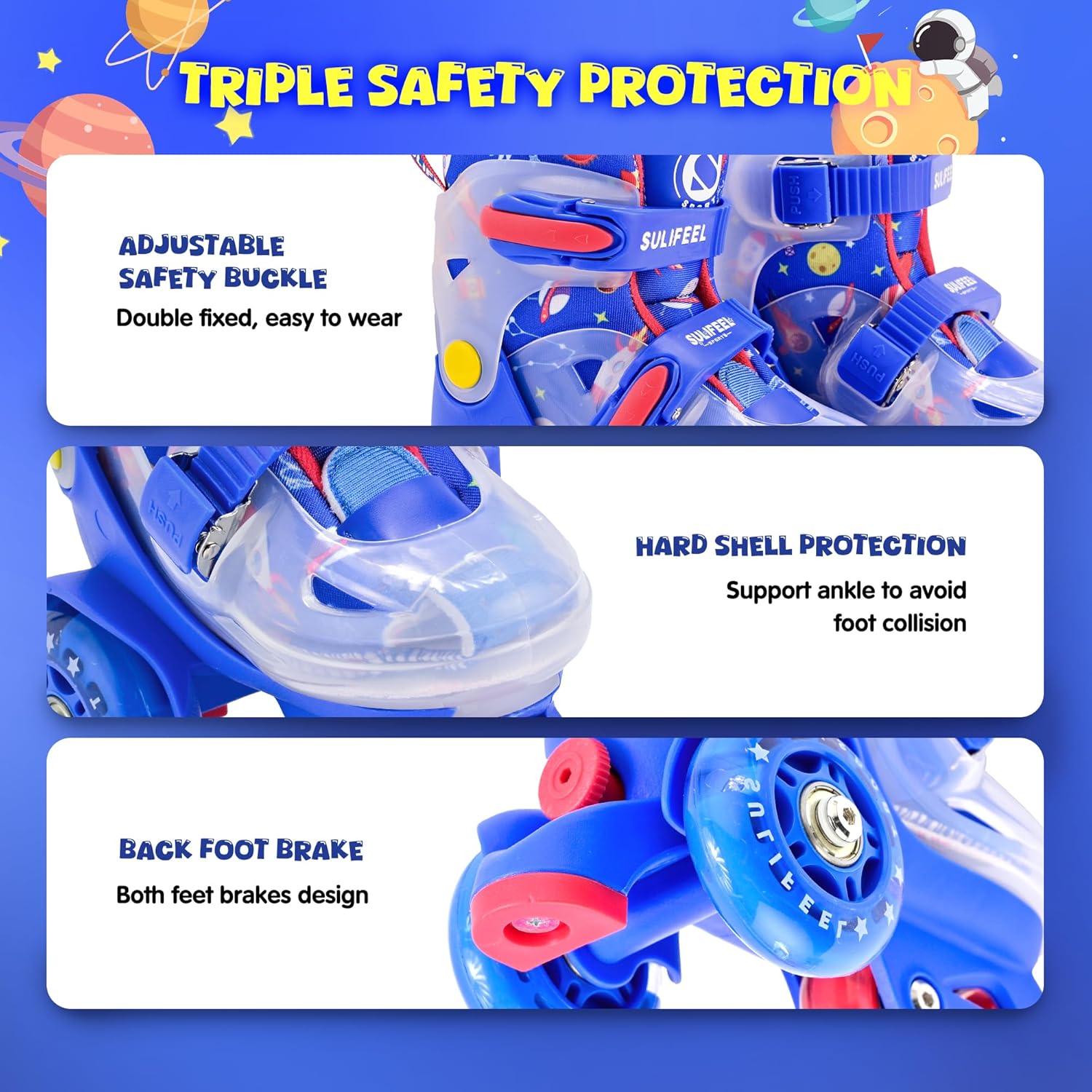 Thumbnail 4 de SULIFEEL Adjustable Roller Skates for Kids: Three-Point Balance, Light-Up Wheels, Beginner-Friendly