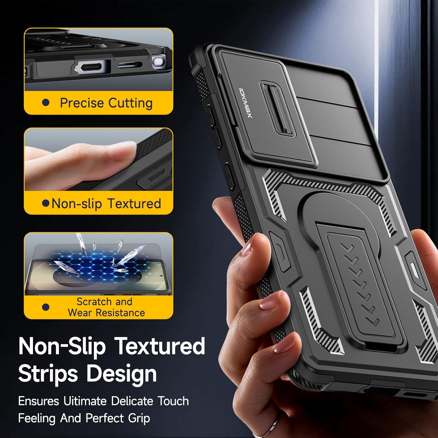 Thumbnail 4 de Iokmax case for Samsung Galaxy S26 Ultra with slide camera cover, kickstand & 2 screen protectors (black)