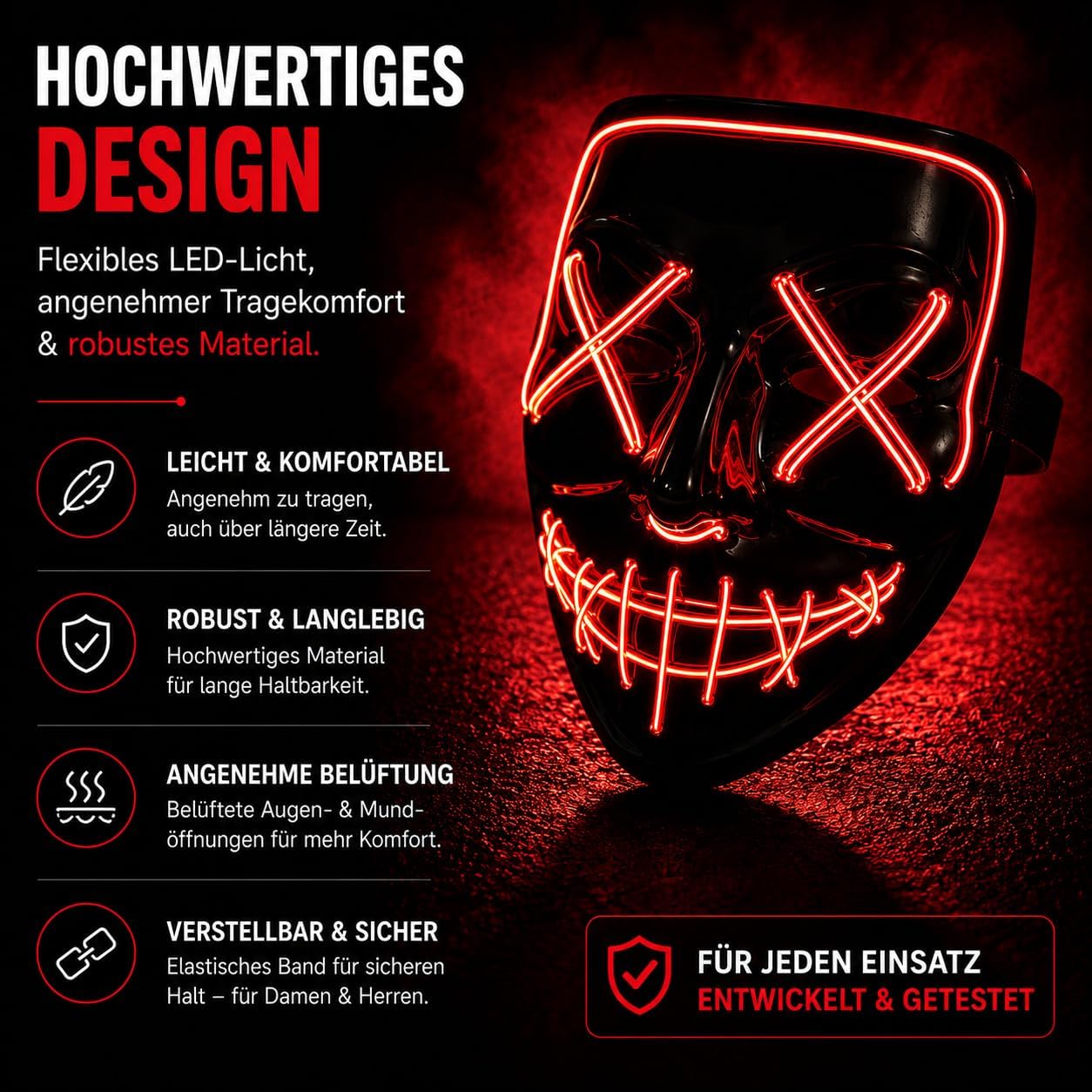 Thumbnail 6 de FASCHINFEVER Purge led-masker met bedienbare lichtstanden en kleurkeuze