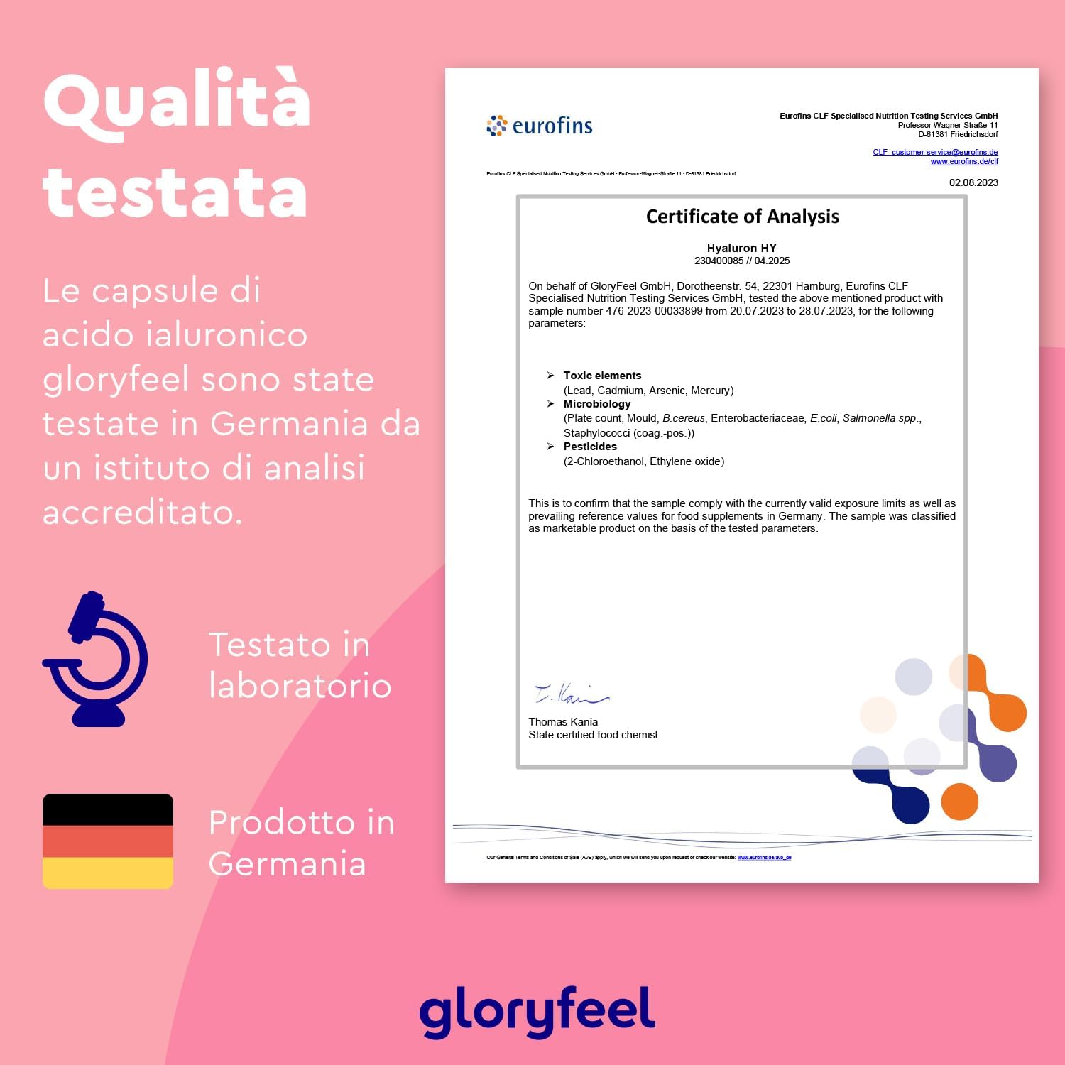 Thumbnail 2 de Acido Ialuronico Integratore: puro 525 mg in capsule vegan per pelle, articolazioni e ossa (500–700 kDa) – 90 capsule