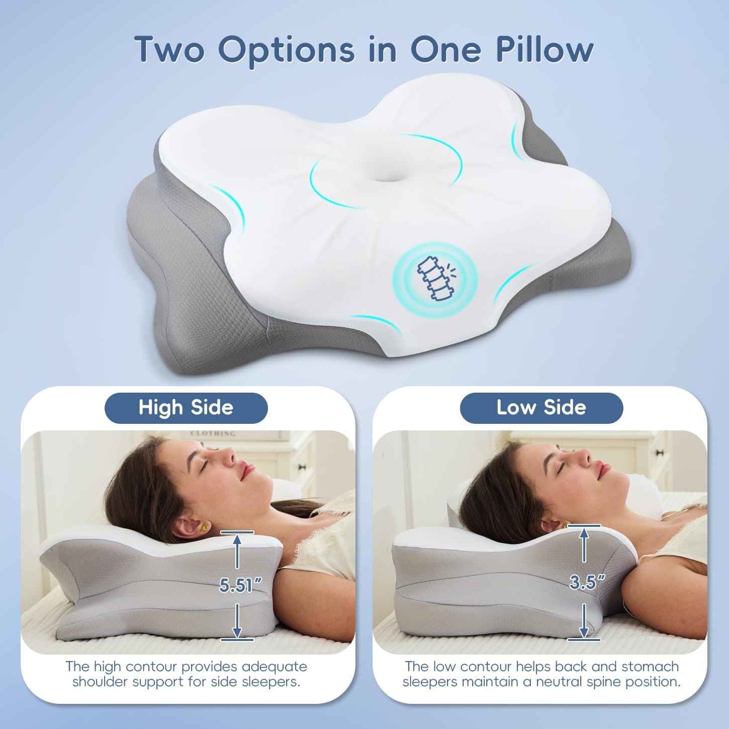 Detalle 2 de Fyova Cervical Neck Pillow 2 Heights