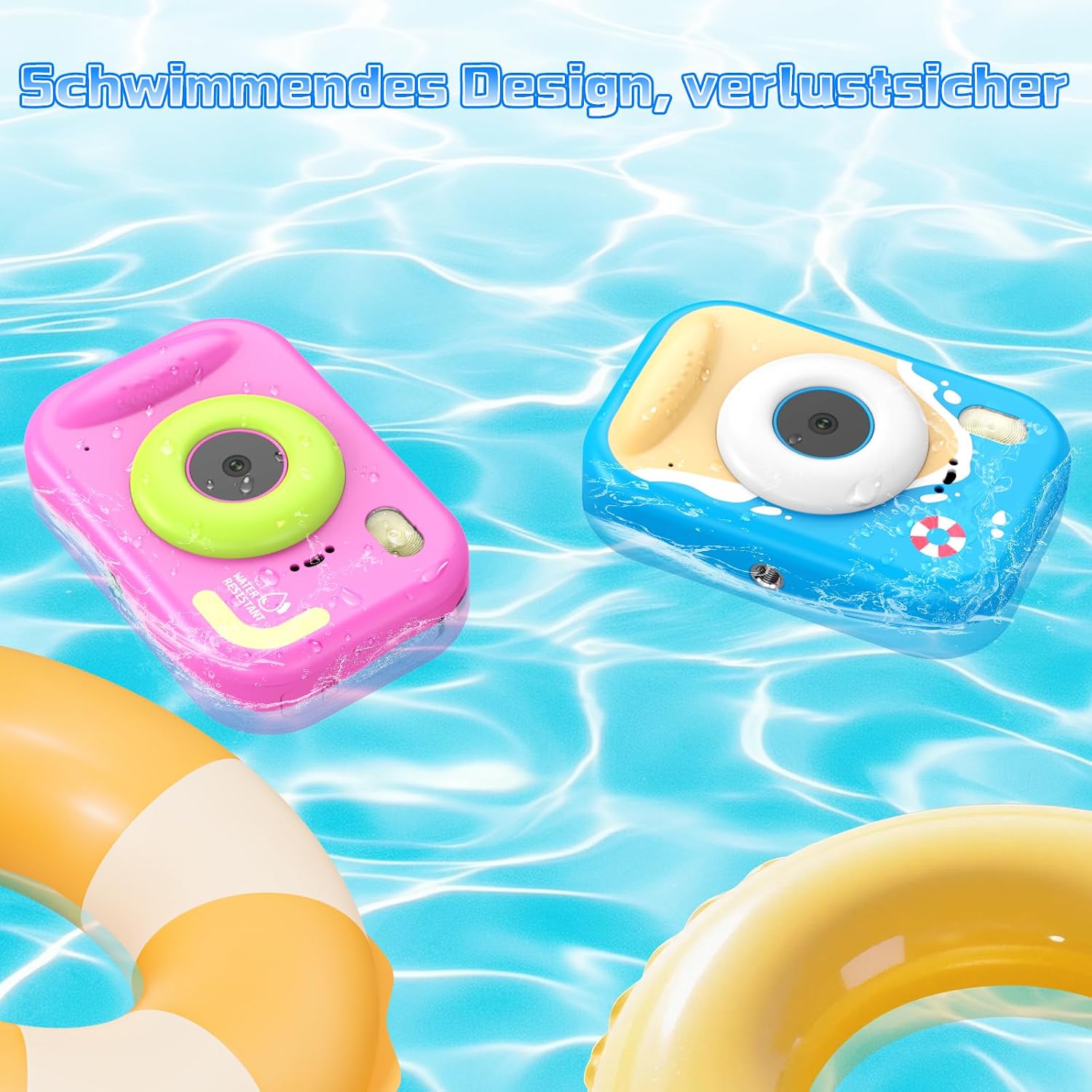 Detalle de Unterwasserkamera Kinder – 10 m wasserdicht, 2,4" Bildschirm, 32 GB Karte, Notfall-LED-Blitz