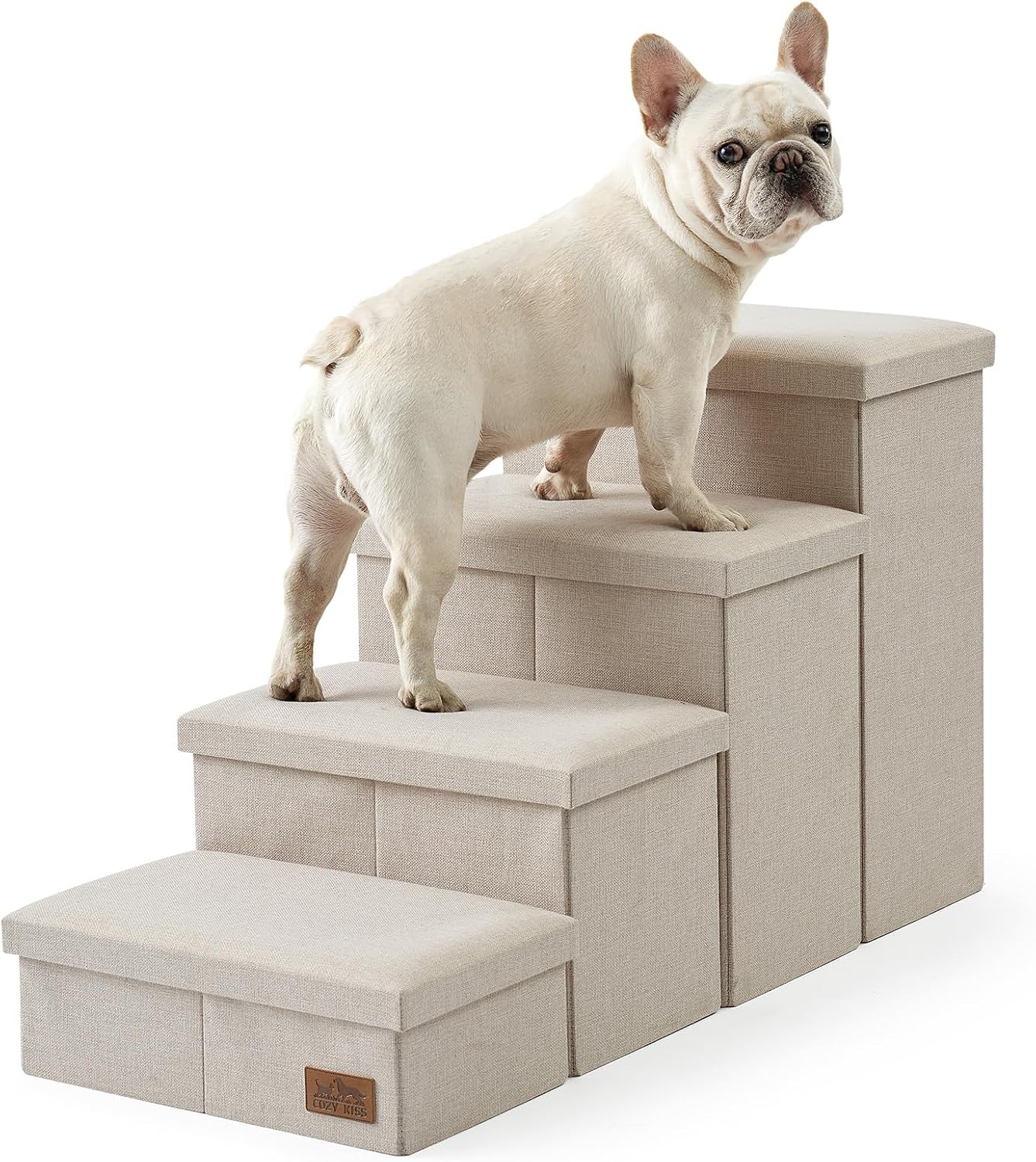 Detalle de COZY KISS Dog Stair with Storage for Small Dogs – Foldable, Leakproof Cover & Lightweight Ramp
