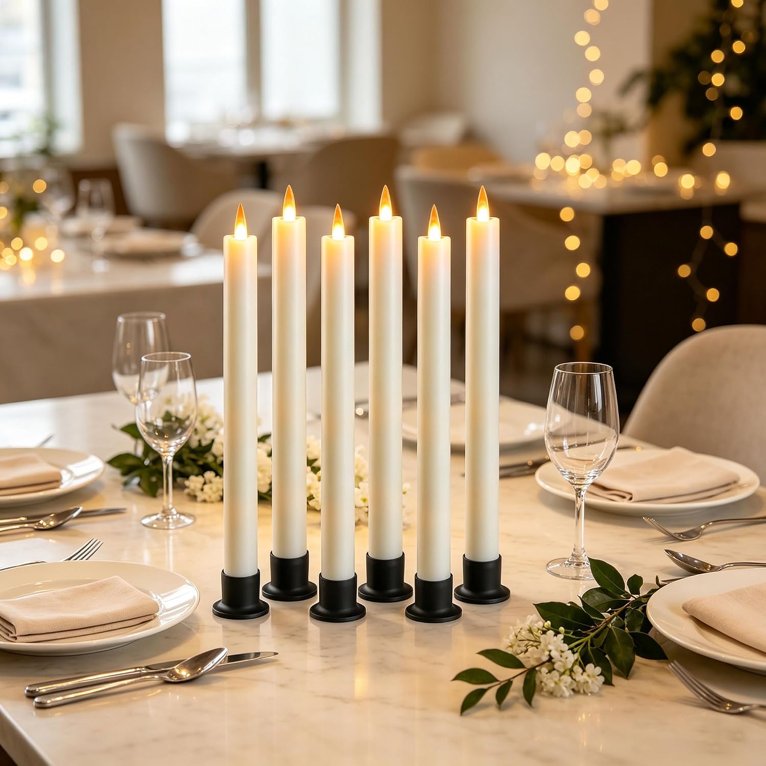 Detalle de Da by GMGL-6 Ivory Flameless Taper Candles, 6-Pack with Remote Control