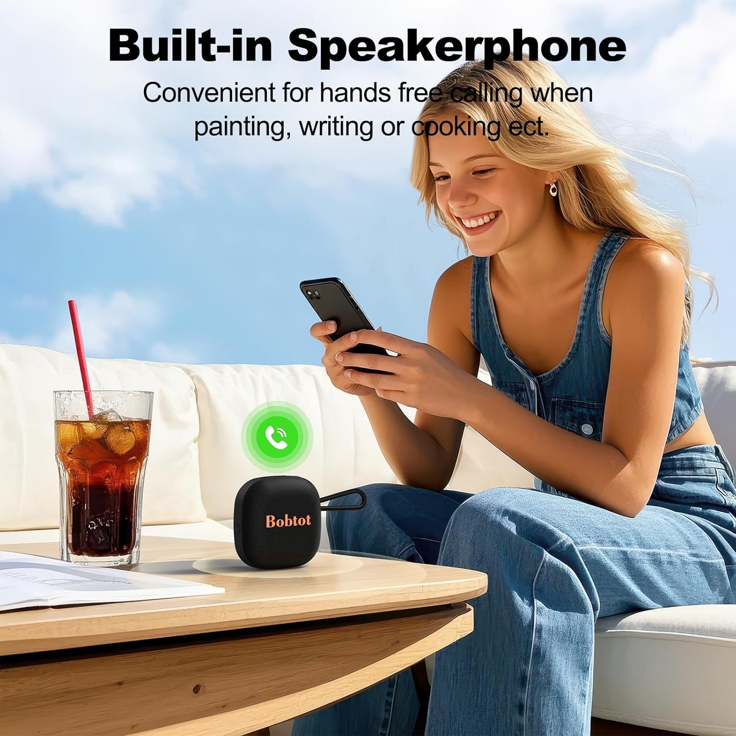 Detalle de Bobtot Portable Wireless Bluetooth Speakers (IPX7) with 16 Hours Playtime, Built-in Mic & TWS – Grey