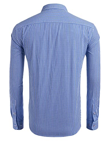 Thumbnail 2 de COOFANDY Herren Trachtenhemd Langarm – Kariertes Oktoberfest Hemd in Himmelblau, Regular Fit, XL