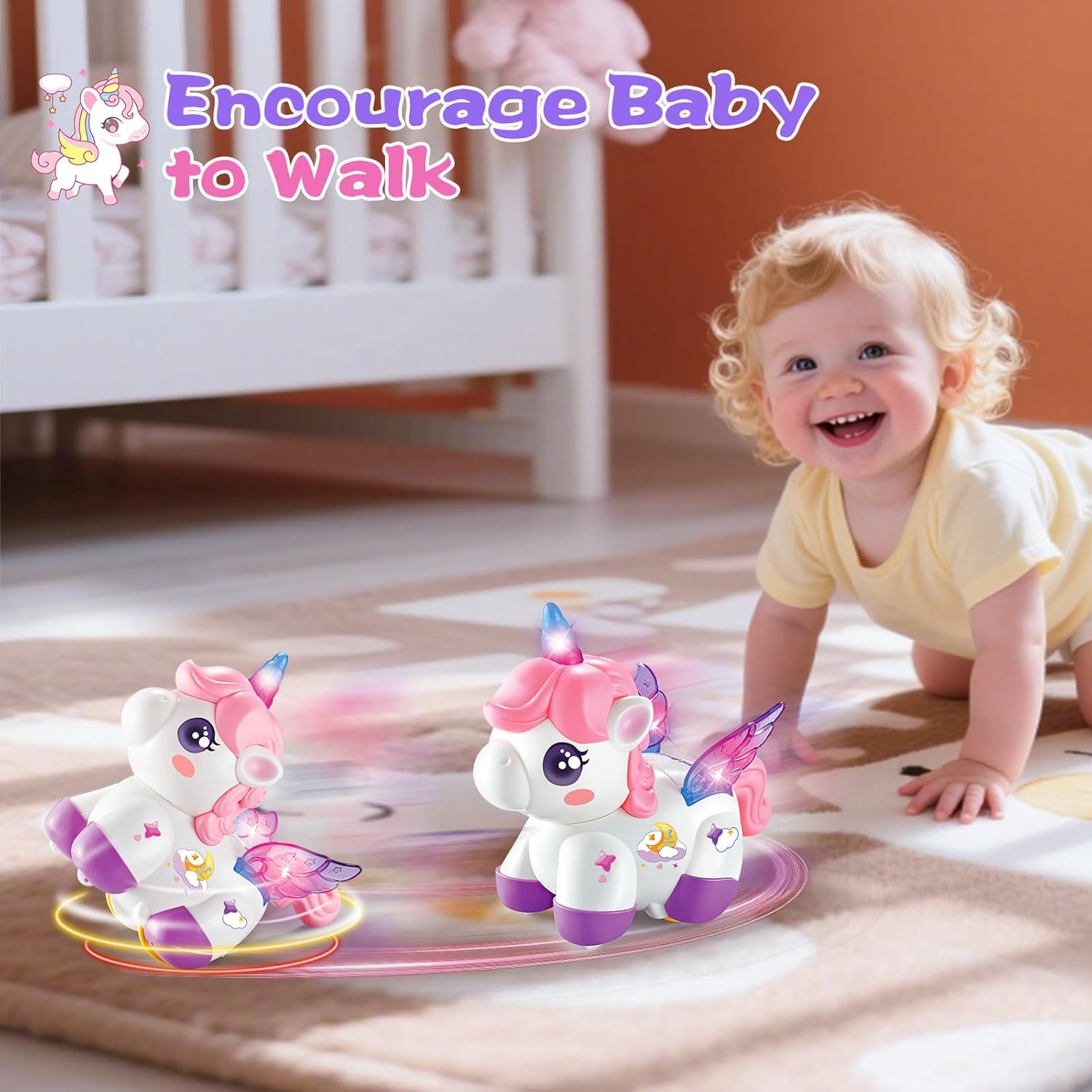 Detalle de RUIDYA Unicorn Toy Girl Car: Rechargeable 360° Stunt Rotation Car for Toddlers