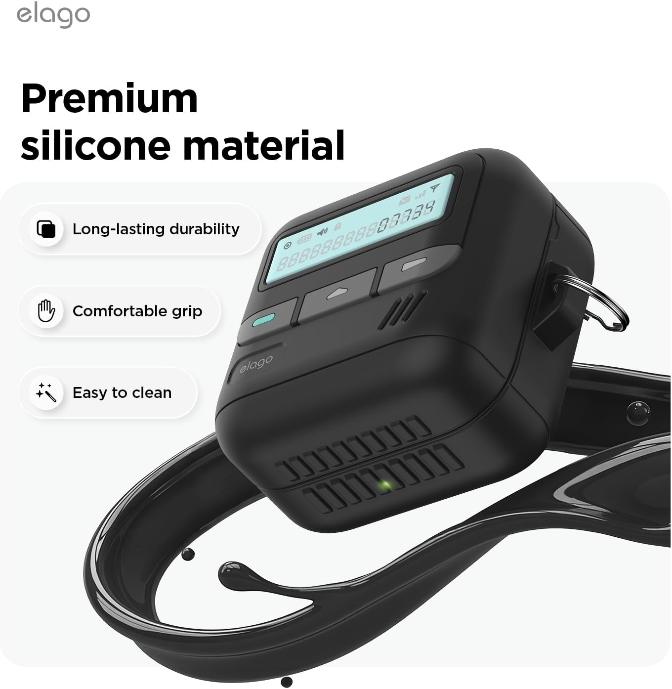 Detalle de elago Coque Pager pour étui Samsung Galaxy Buds 4 Pro & Buds 4 (noir) avec lanière