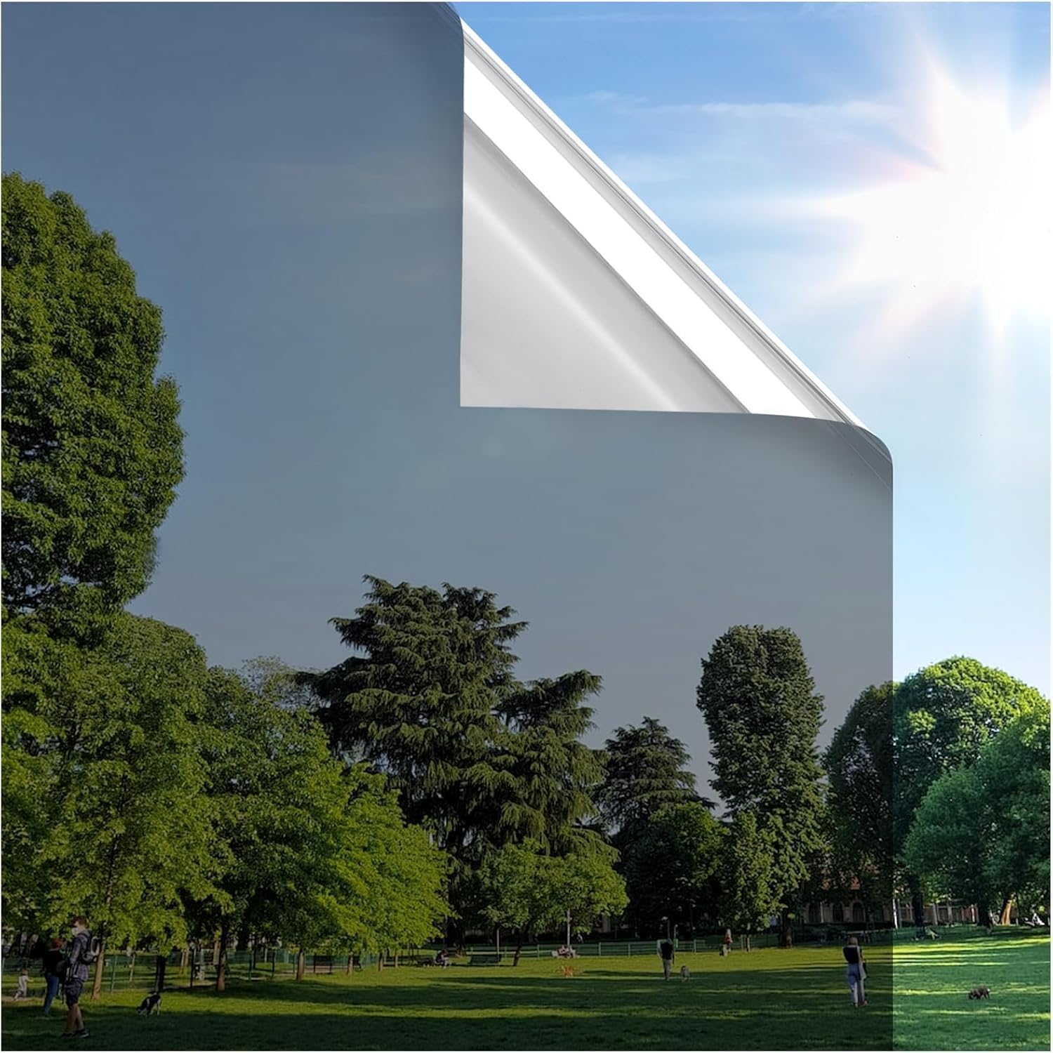 Detalle de Rabbitgoo Heat Reflective Window Film for Glass Windows – One Way Mirror Privacy Film, 44.5x200cm