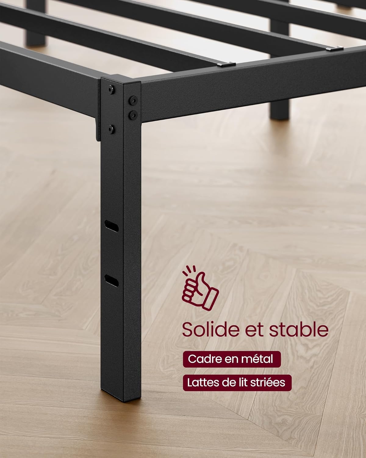 Thumbnail 4 de VASAGLE Cadre de Lit 160 x 200 avec Sommier Métal RMB155BD01