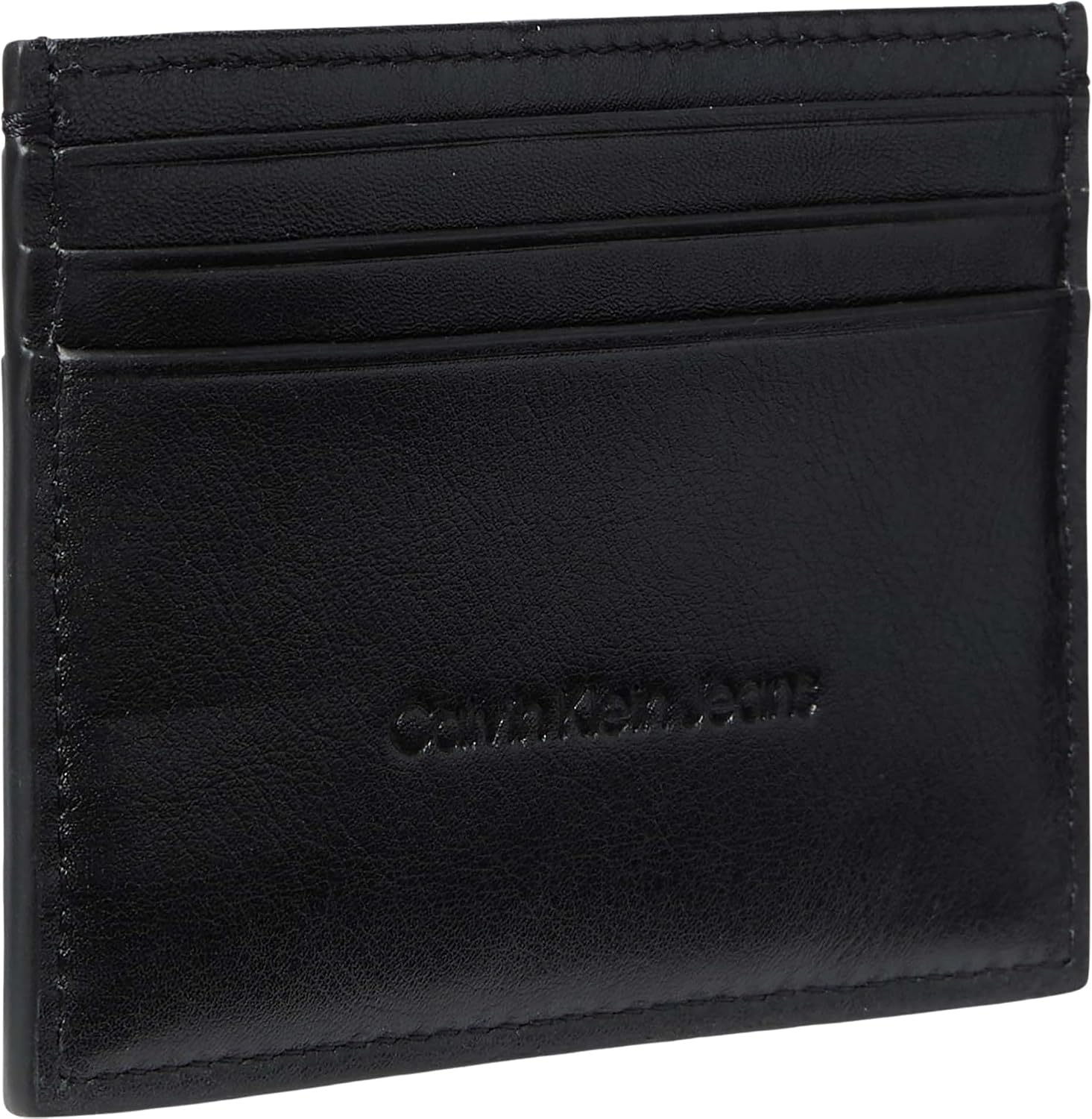 Detalle 2 de Calvin Klein Herren Kartenetui Bold aus Leder, Schwarz – 6 Kartenfächer & Münzfach