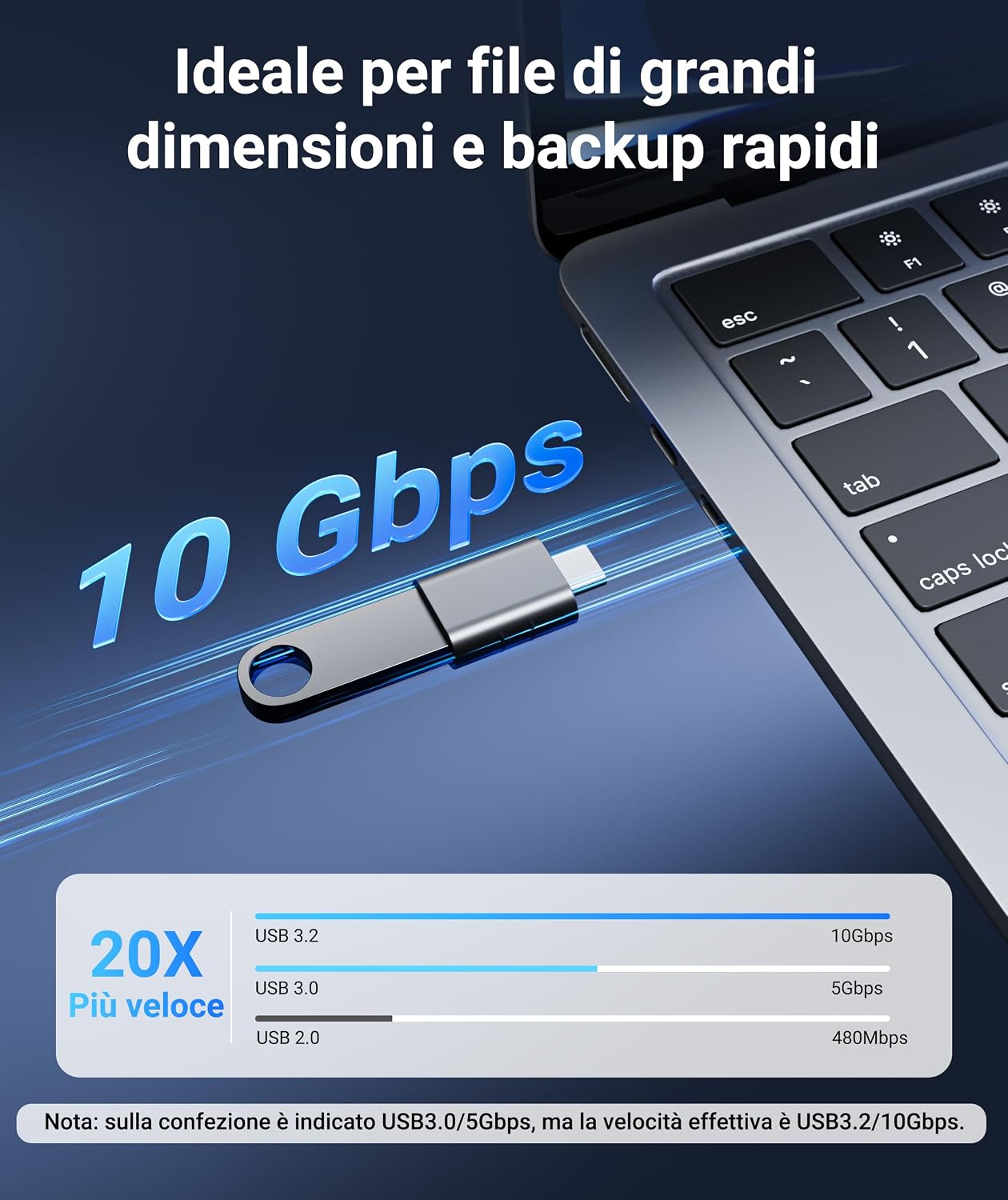Detalle de Syntech Adattatore USB‑C a USB 2 pezzi per dispositivi USB