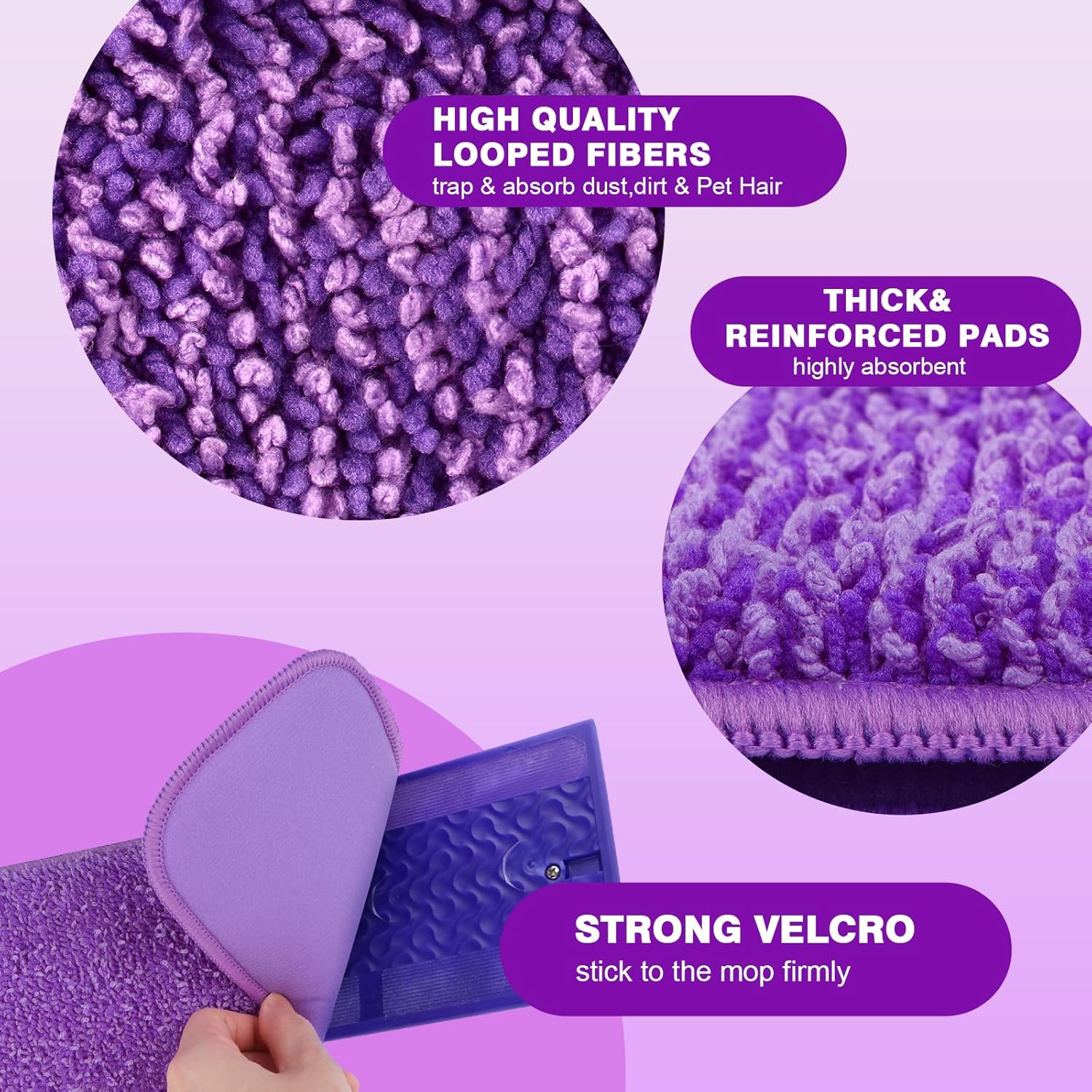 Detalle de HOMEXCEL Reusable Microfiber Mop Pads 8-pack 🧹
