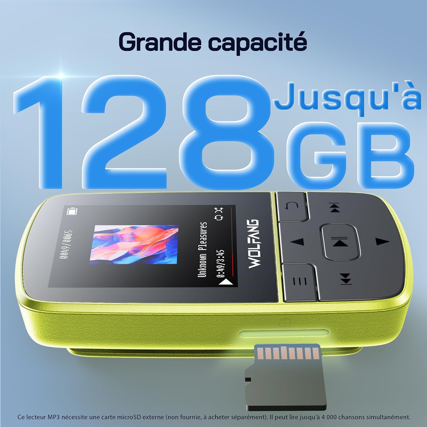 Thumbnail 6 de WOLFANG Lecteurs MP3 avec Bluetooth 5.2, Clip Sport — Mini, 28 g, FM HiFi, Écouteurs Inclus