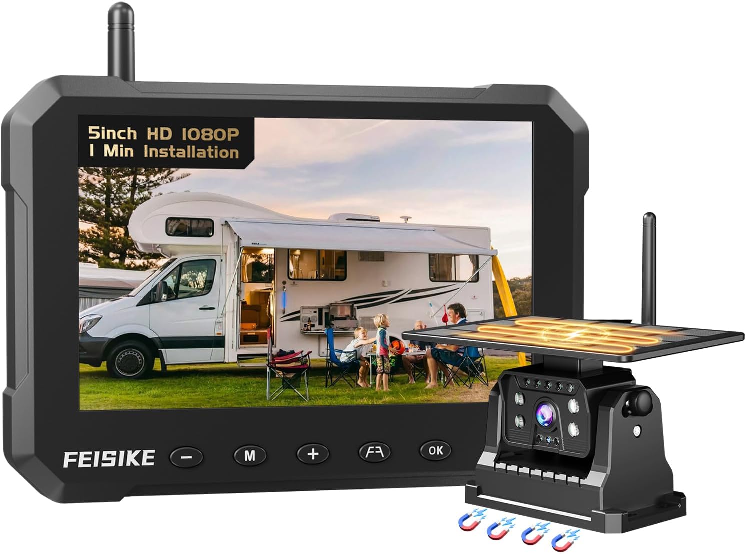 Detalle de Magnetic Solar Wireless Backup Camera for Truck (5 Inch, No-Drill RV Backup Cam, 1080P, 150°)