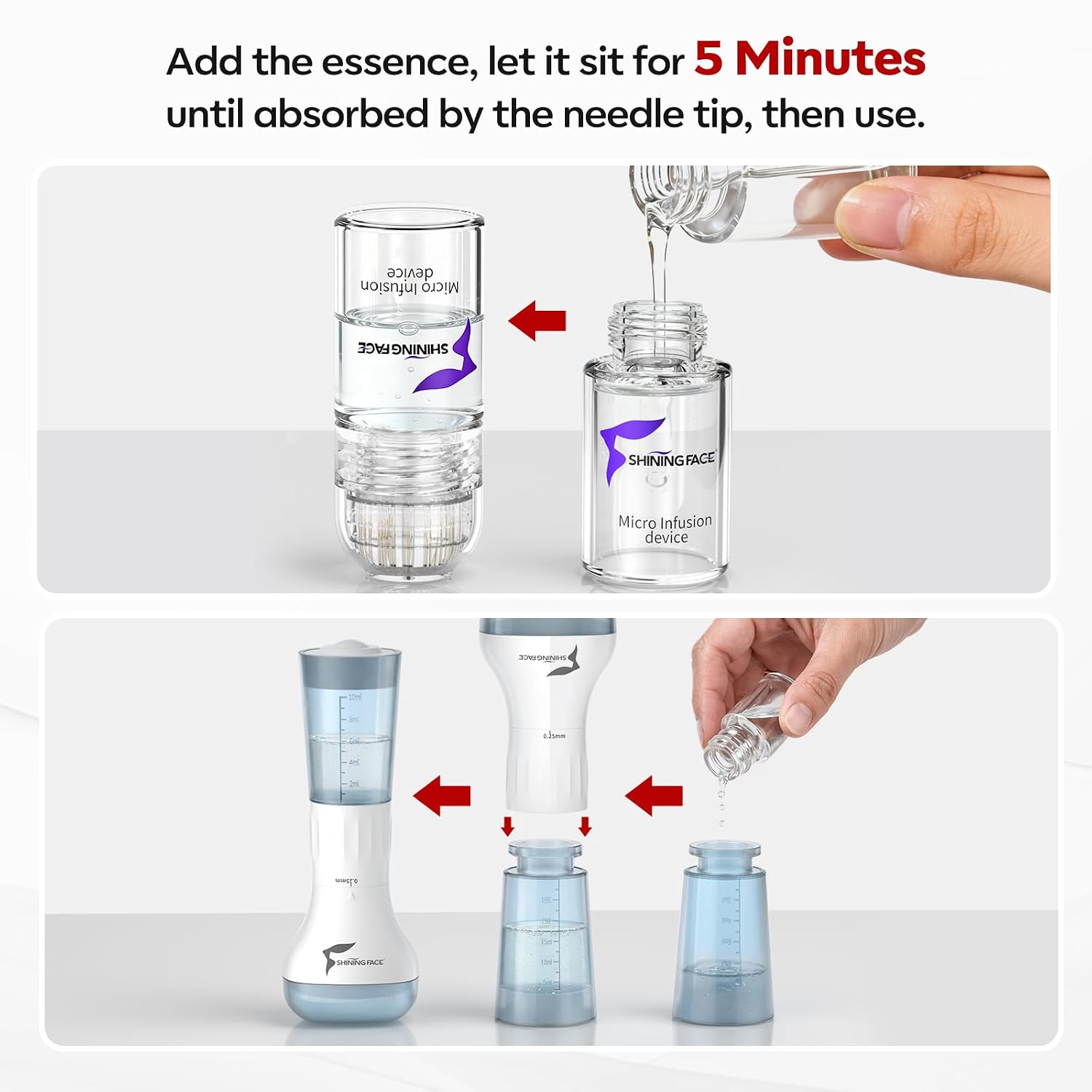 Thumbnail 3 de SHINING FACE Micro Infusion System for Face & Neck: 3-Month Kit with 0.25mm Stamp and Serum