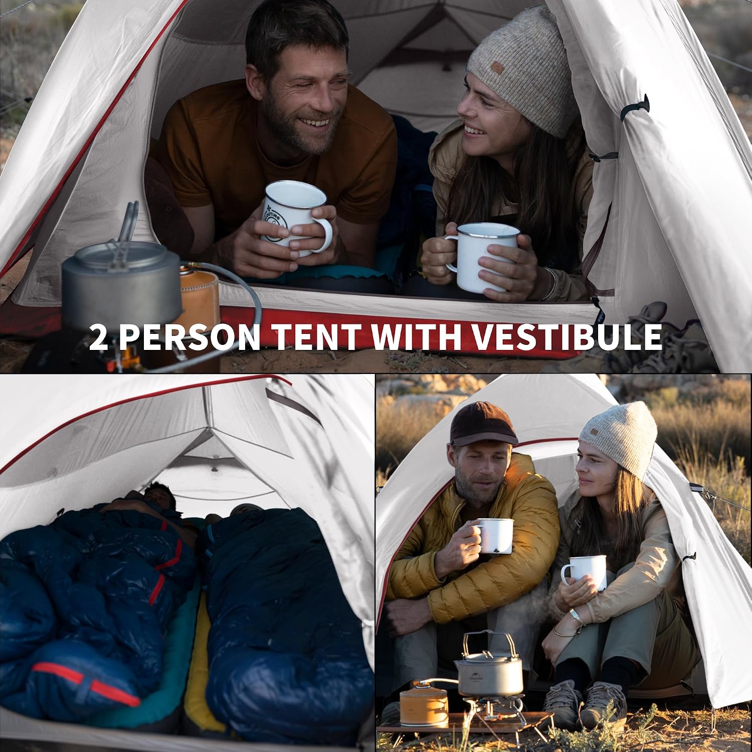 Detalle de Naturehike Cloud Up Pro/Base/UL/EXT Zelt 2 Personen – Leichtes Kuppelzelt für Outdoor Reisen