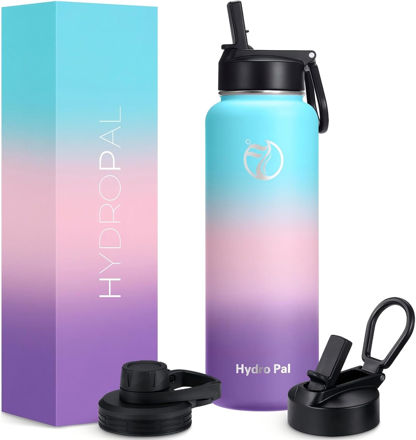 Thumbnail 5 de HydroPal vacuum insulated stainless steel water bottle (1.9L/1.2L/1L/750ml/500ml) with straw & spout lids