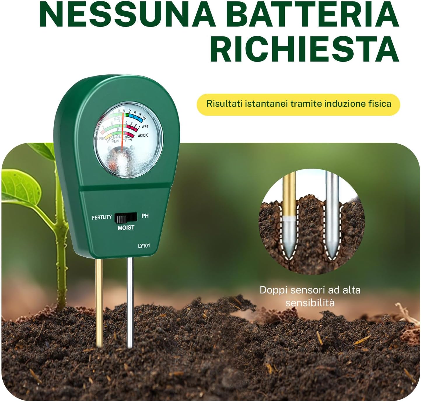 Thumbnail 4 de Tolesum Misuratore di Terreno 3 in 1: tester PH, umidità e nutrimento per piante in casa e giardino