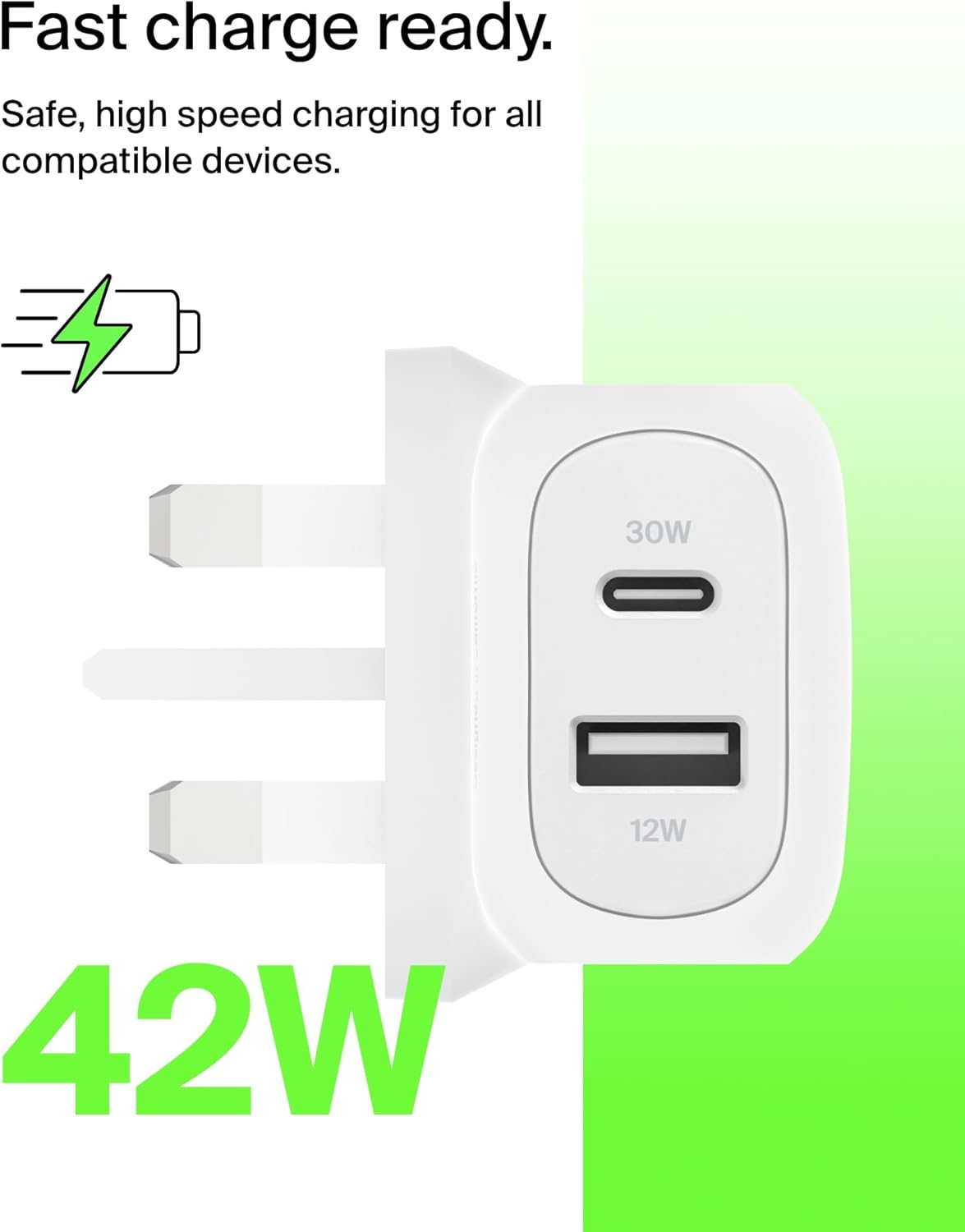 Detalle 2 de Belkin BoostCharge 42W Dual Port USB-C and USB-A Charger