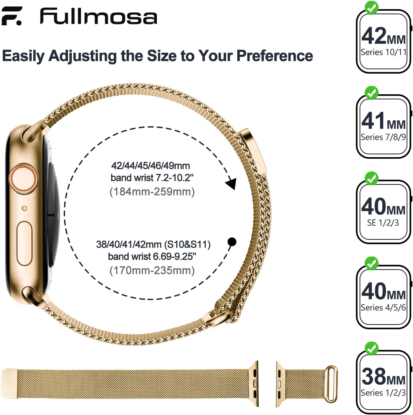 Thumbnail 6 de Fullmosa Magnetic Milanese Loop 40mm Gold