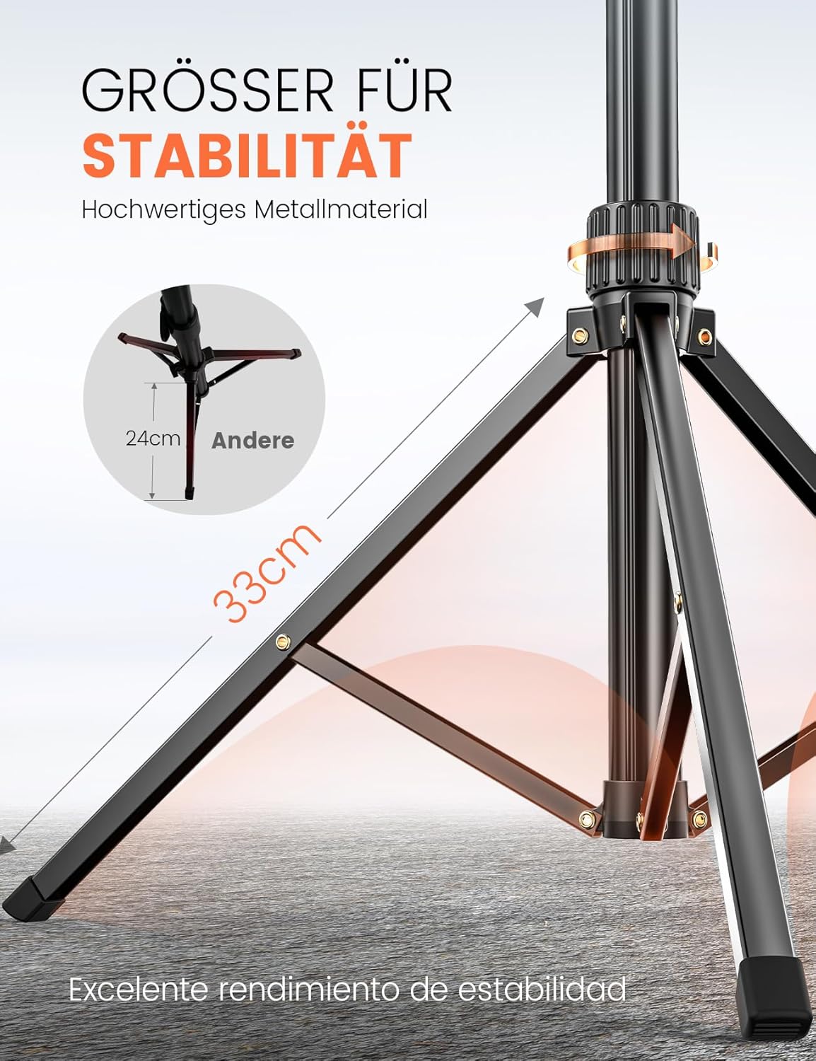 Detalle de 180 cm Handy Stativ aus Aluminium für Smartphone