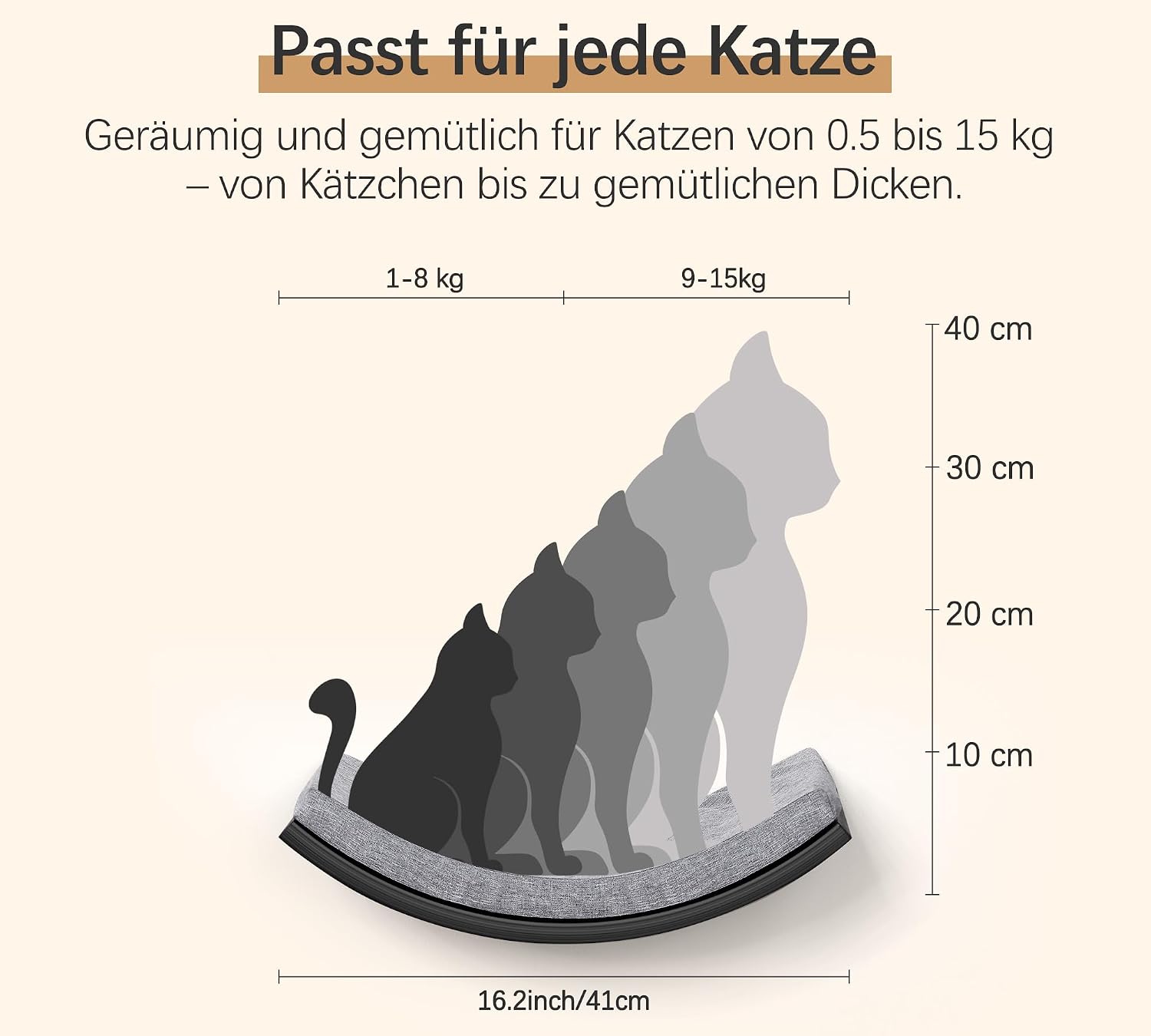 Detalle de Gebogenes Katzen-Wandregal: Wandmontierte Kletterwand mit Schaumstoffkissen aus HDPE-Material