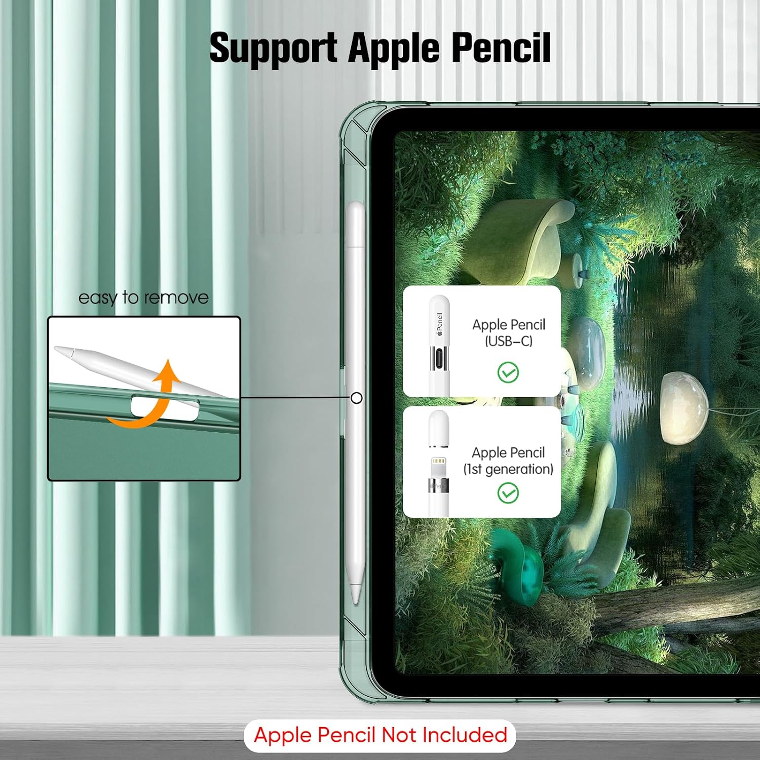 Detalle de Fintie Hülle & Schutzfolie-Set für iPad A16 11./10. Generation – 11,0/10,9 Zoll in Dunkelgrün