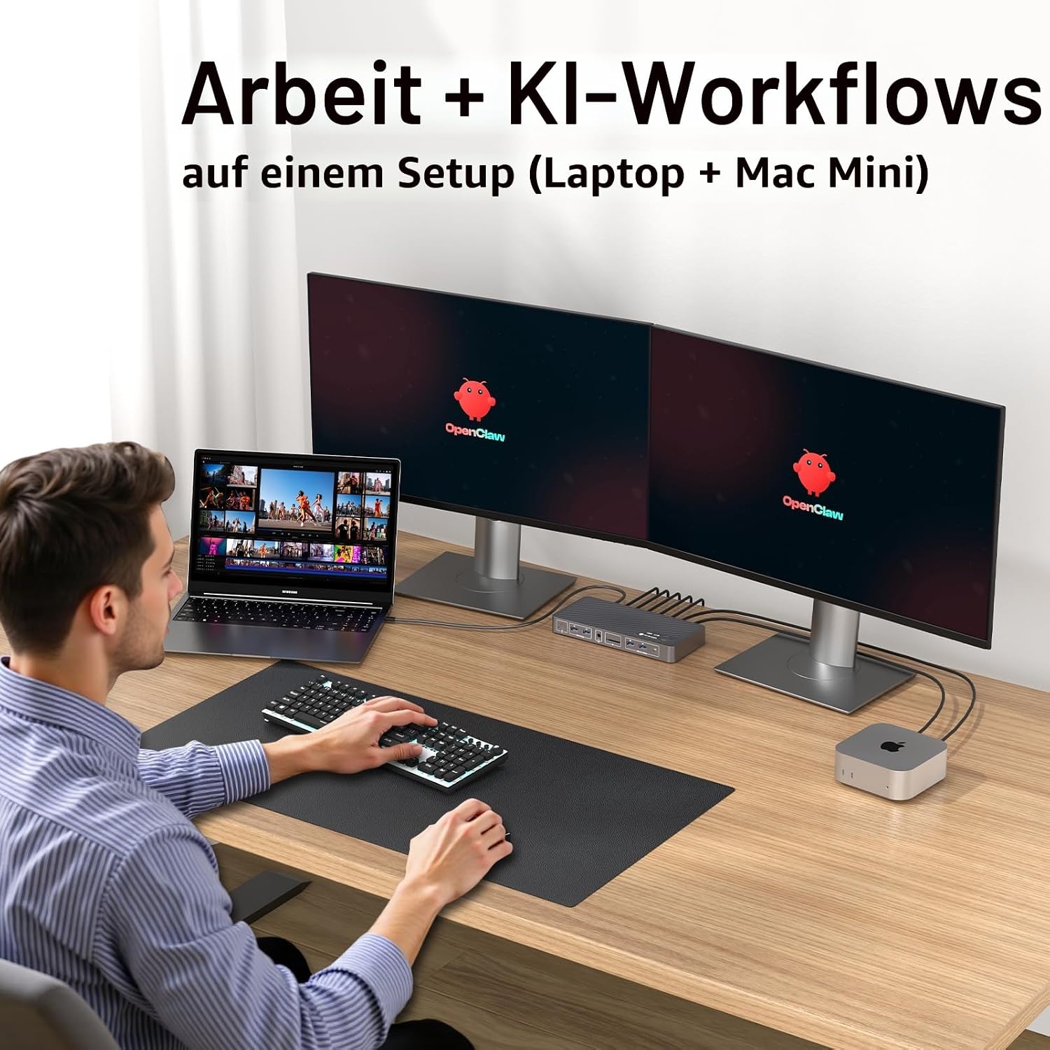 Detalle 1 de AV Access 8K Docking Station KVM Switch für 2 Monitore: 2 Computer, Ethernet, 100W USB-C Laden