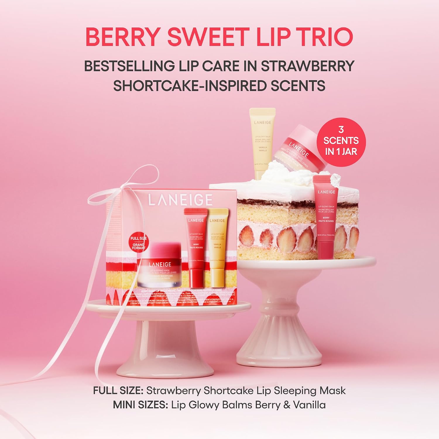 Detalle de LANEIGE 270284339 Lip Sleeping Mask Set with Strawberry Shortcake, Berry & Vanilla