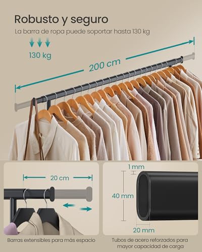 Detalle de SONGMICS Burro Ropa con Ruedas extensible HSR175B01 (hasta 150 kg)