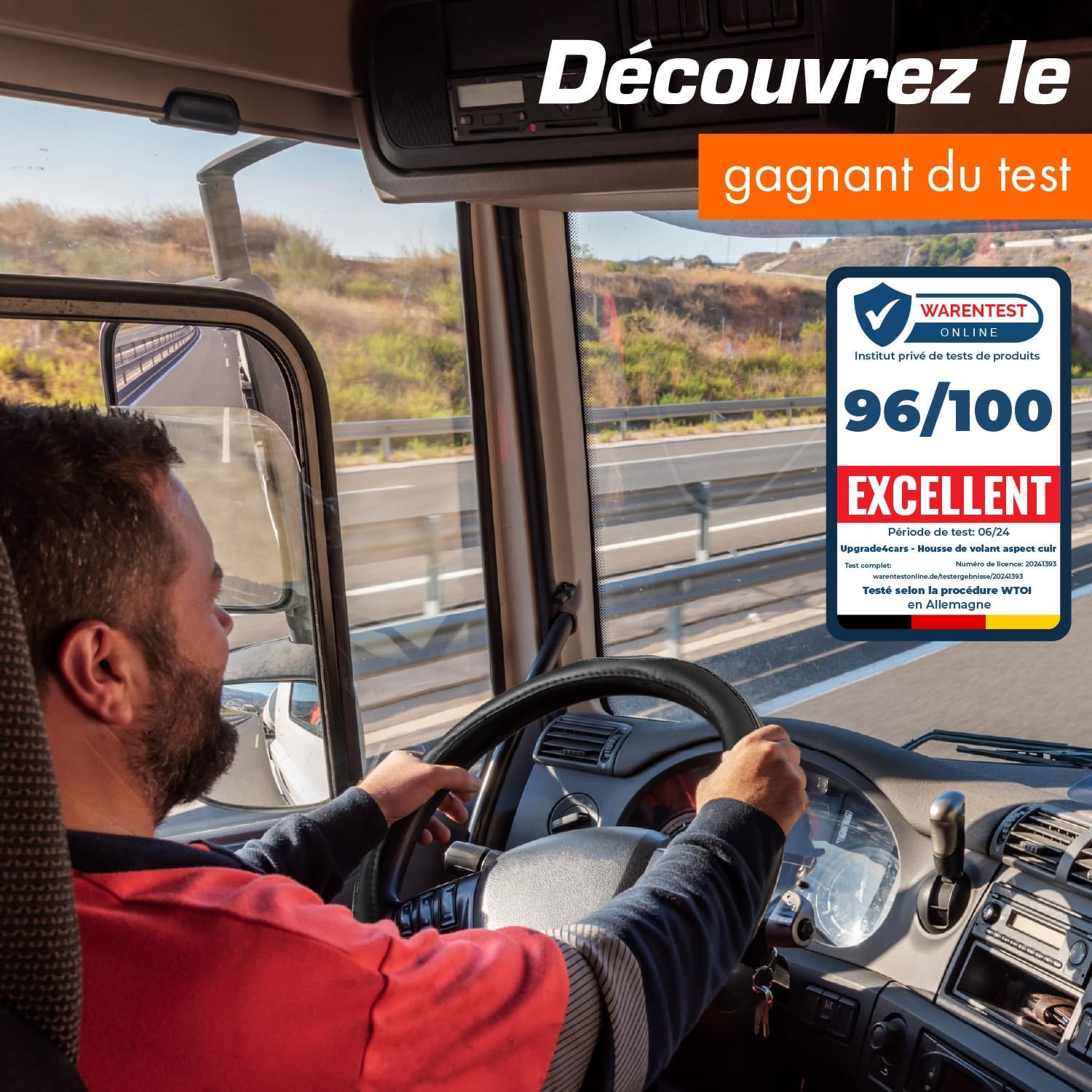 Thumbnail 4 de Upgrade4cars Couvre Volant Camion 44-46 cm Noir Simili Cuir – Housse de Protection Intérieur