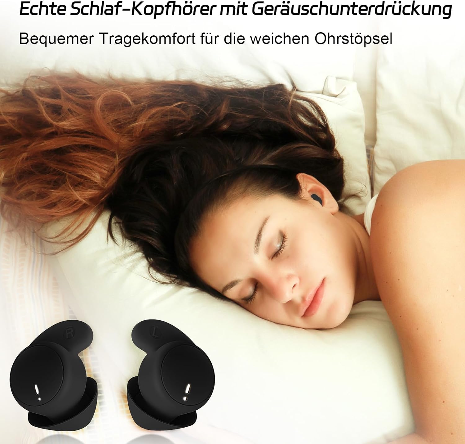 Detalle de esonstyle Schlafkopfhörer – Unsichtbare Mini-Ohrenhörer zum Schlafen mit Bluetooth 6.0 (IPX6, Kabellos, Seitenschläfer-Design)