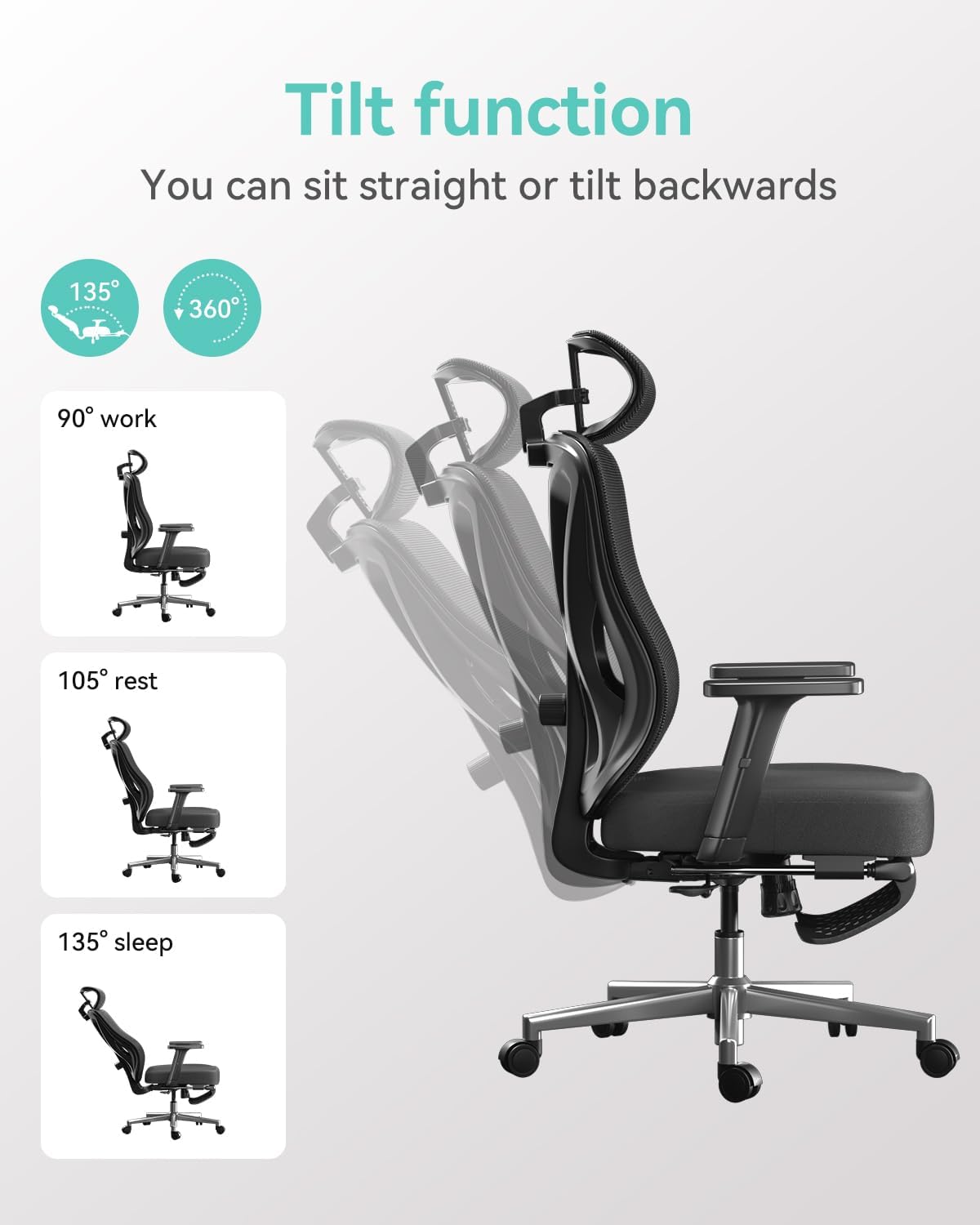 Thumbnail 5 de Hbada P5 Ergonomic Office Chair with Footrest