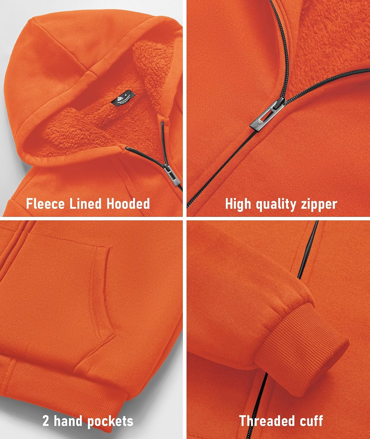 Detalle de SCODI Men's Zip-Up Hoodie, Sherpa-Lined