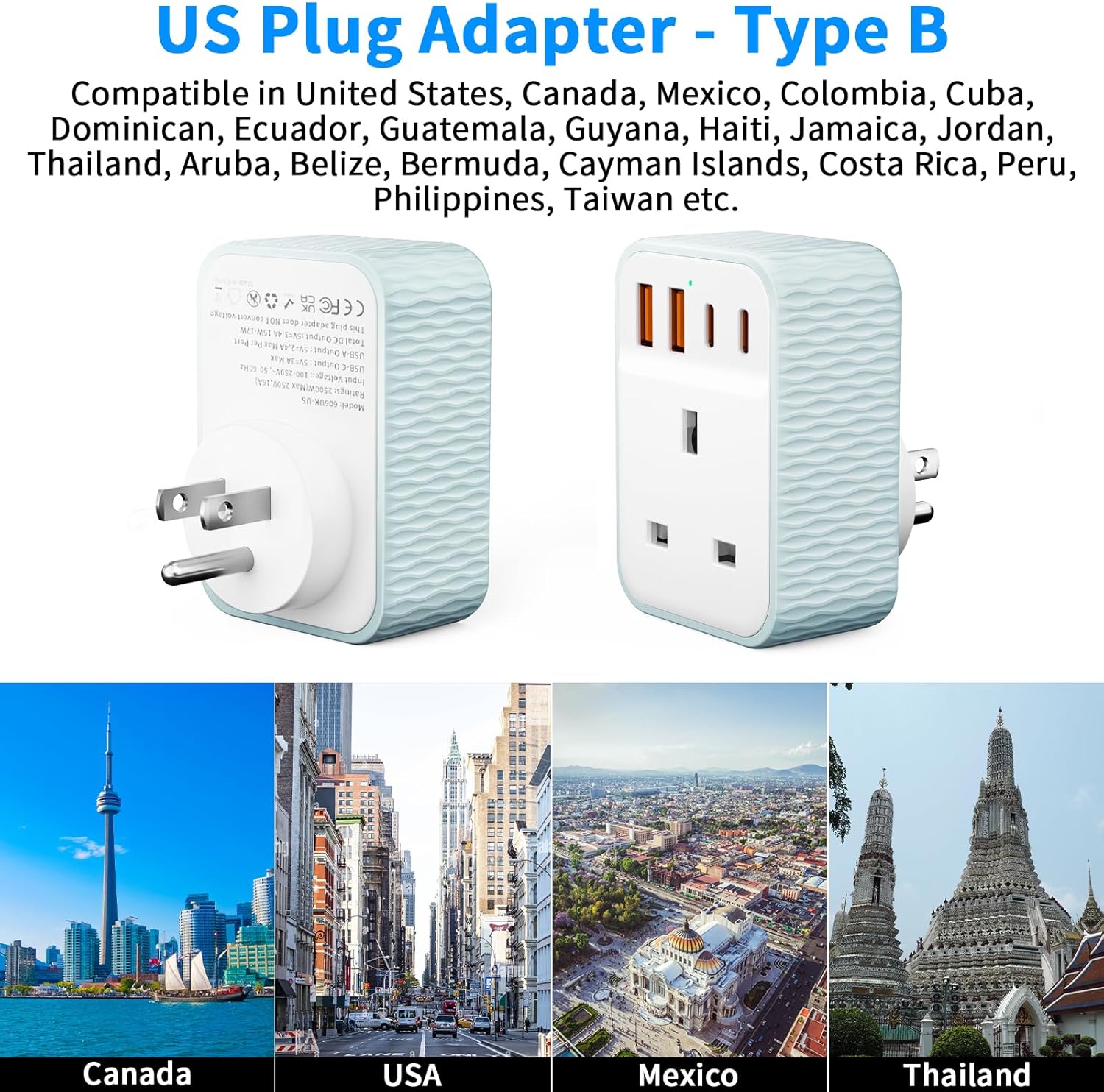 Thumbnail 6 de UK to US plug adaptor 5 in 1 with USB