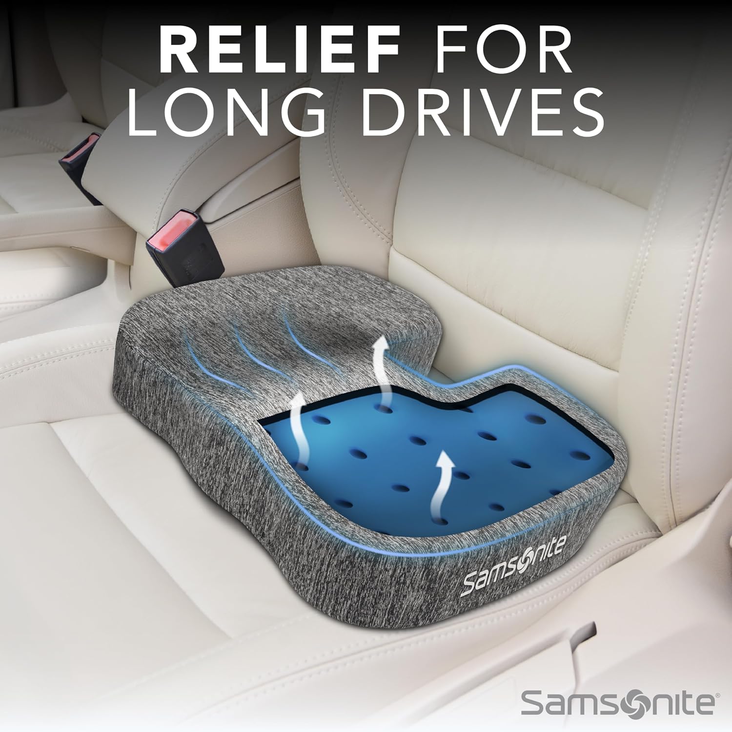 Thumbnail 3 de Samsonite SA6437 Gel-Infused Memory Foam Seat Cushion with Cooling Gel