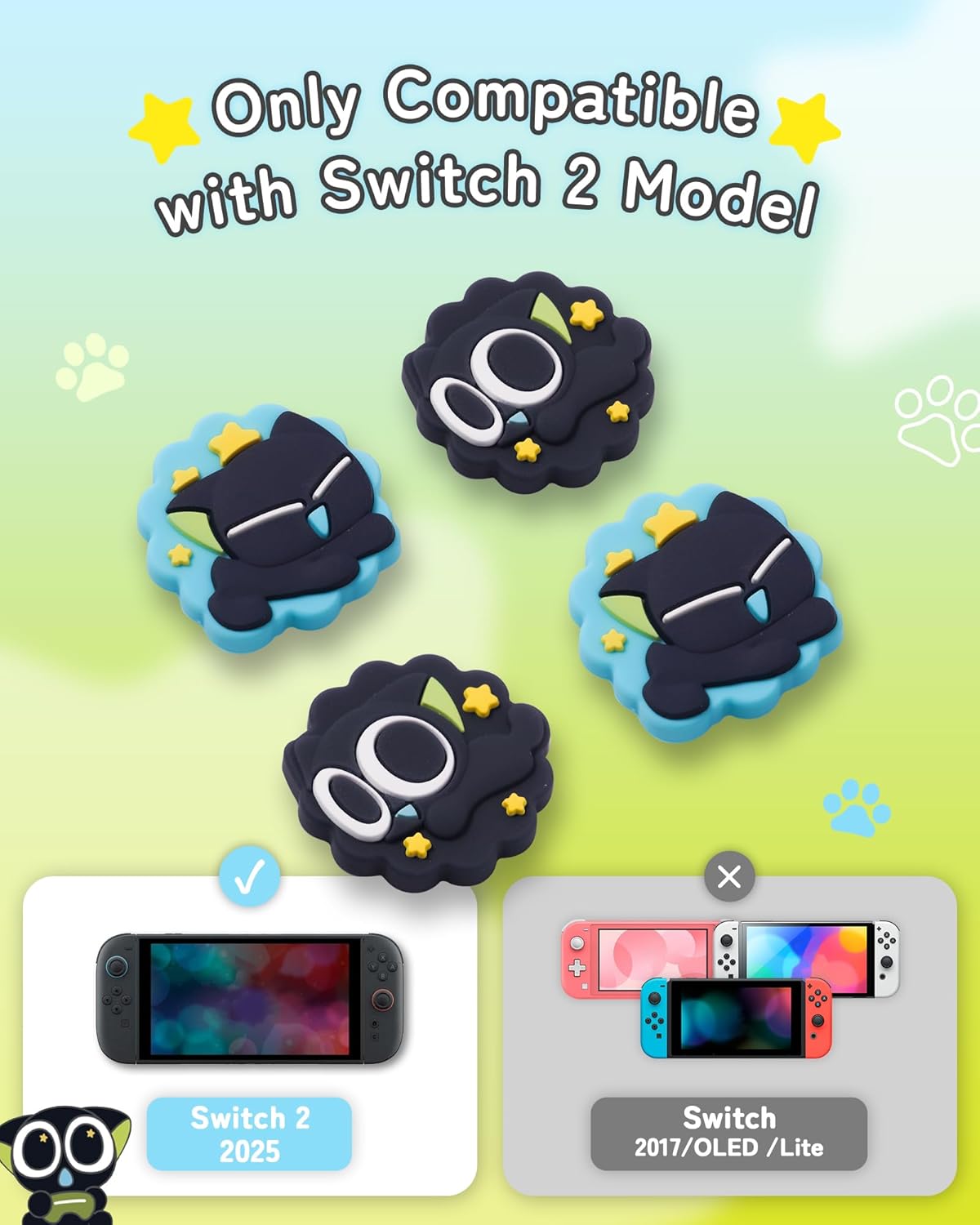Thumbnail 1 de GeekShare Thumb Grips for Switch 2 (2025) – Replacement joystick button caps, 4PCS (Cloud Star Dream)