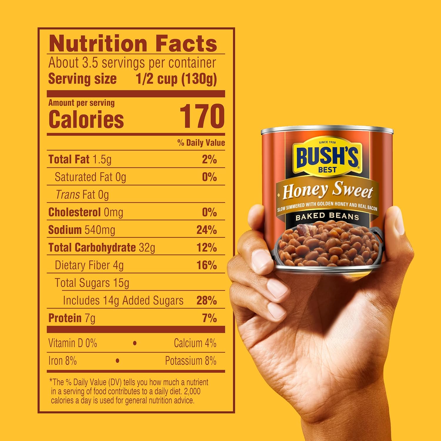 Detalle 2 de Bush's Best 01983 Honey Sweet Baked Beans, 16 oz Cans, Pack of 12