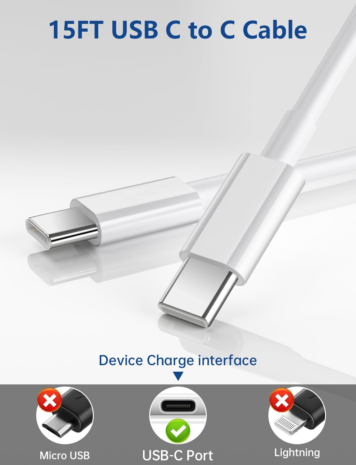 Thumbnail 1 de Cabepow 15ft USB-C to USB-C Cable