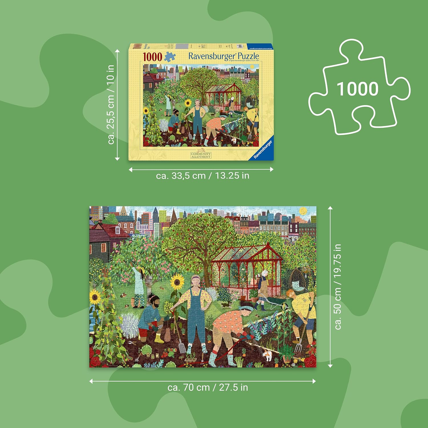 Detalle de Ravensburger Community Allotment 1000-Piece Jigsaw Puzzle by Angela Holland (70 x 50cm) – Gardening Scene for Adults