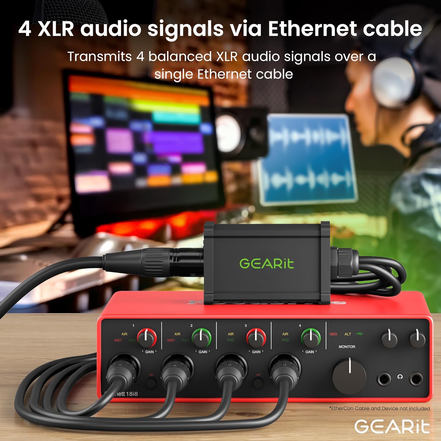 Detalle de GEARit GI-DMX-4CHWC XLR-over-Ethernet Snake with 2-ft Breakouts