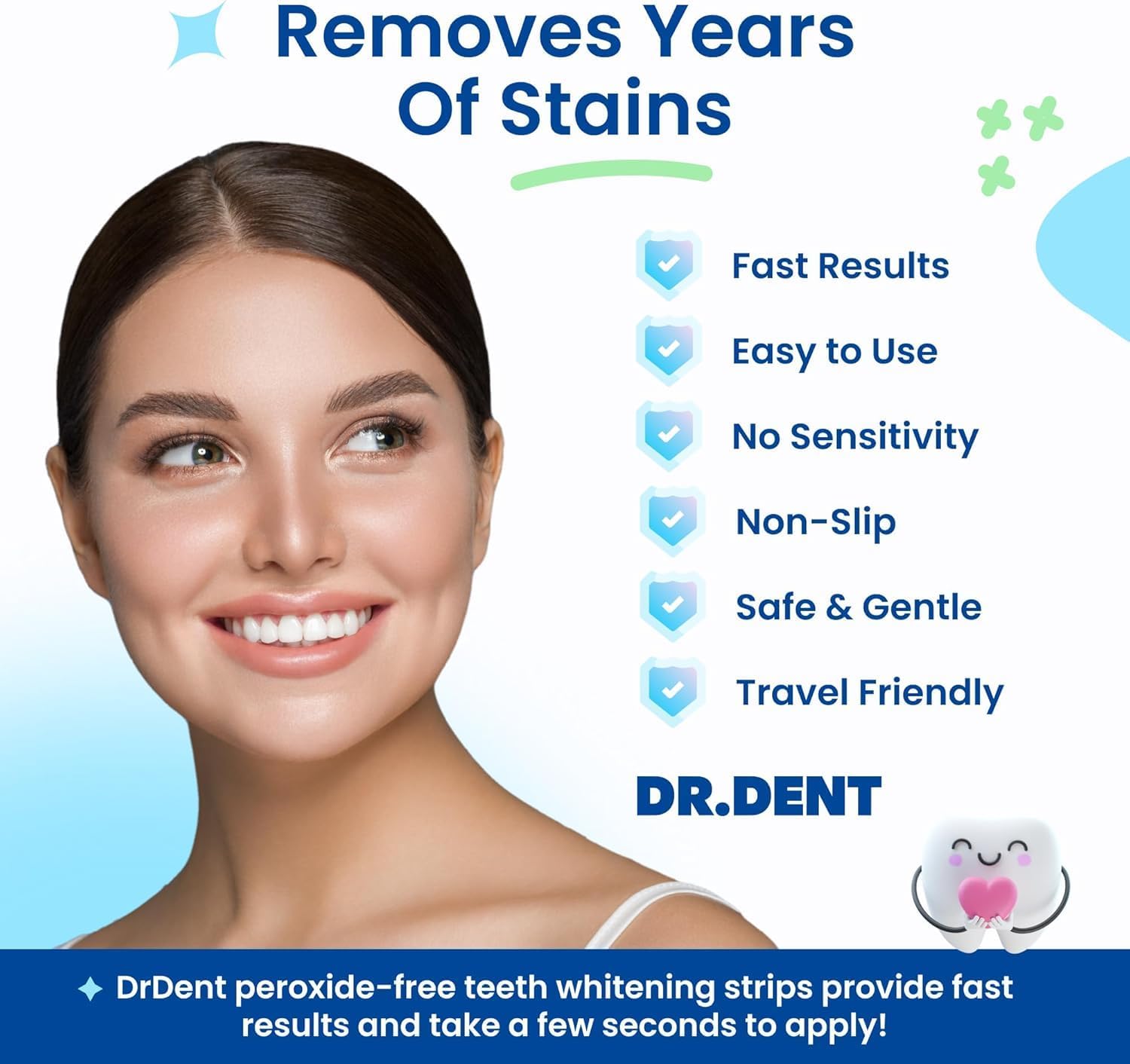 Detalle de DRDENT Teeth Whitening Strips Professional Strength – 21 Treatments (42 Strips) with Mouth Opener