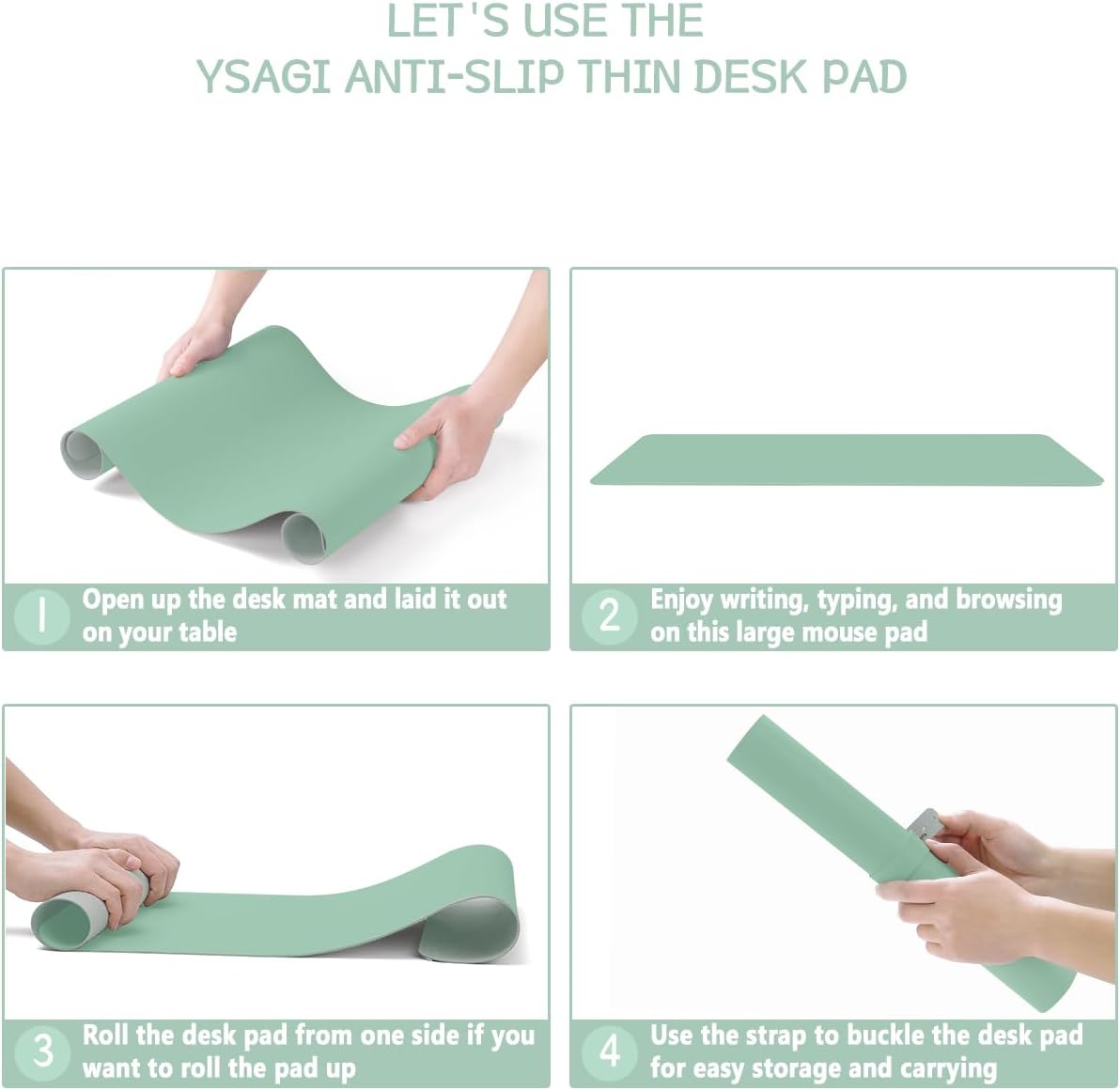 Thumbnail 5 de YSAGi Non-Slip Desk Pad (80 x 40 cm) – Waterproof PVC leather desk protector in light green