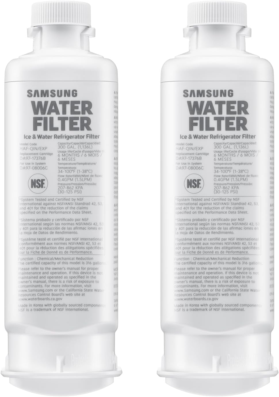 Detalle de Samsung HAF-QIN/EXP Genuine Refrigerator Water Filter — 6-Month Life, Square-Filter Compatibility