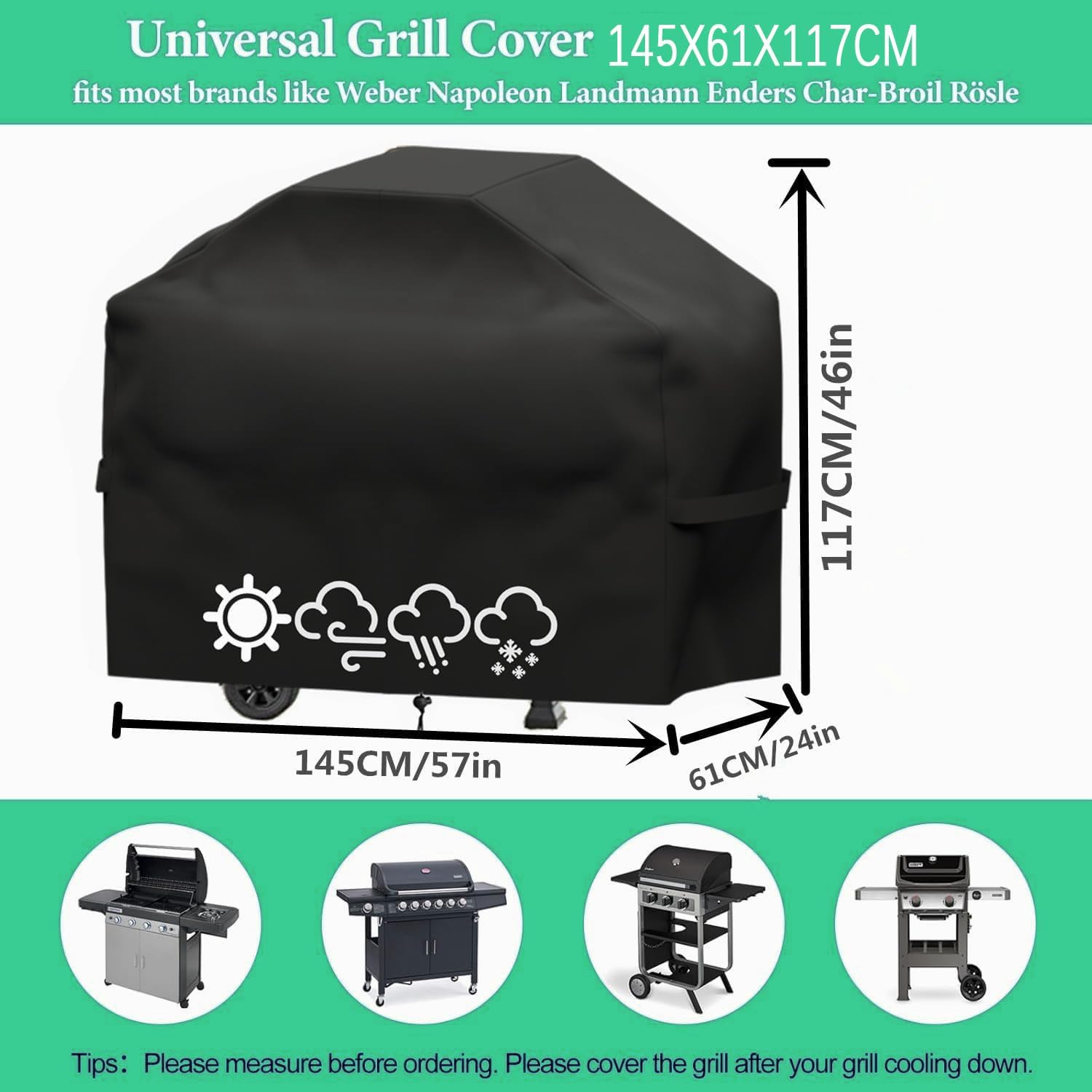 Detalle 2 de Jemkgeik Copertura Barbecue da Esterno 145x61x117 cm: protezione impermeabile per tutte le stagioni