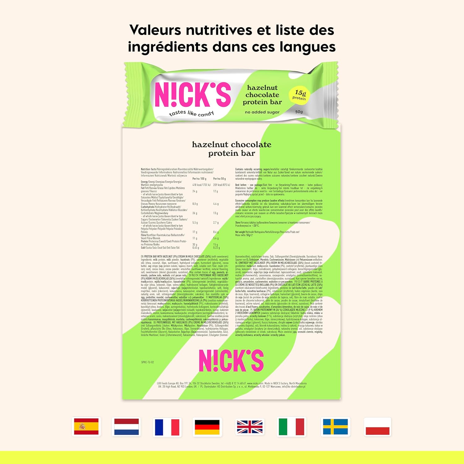 Thumbnail 6 de NICKS Barres protéinées faible glucides Noisette