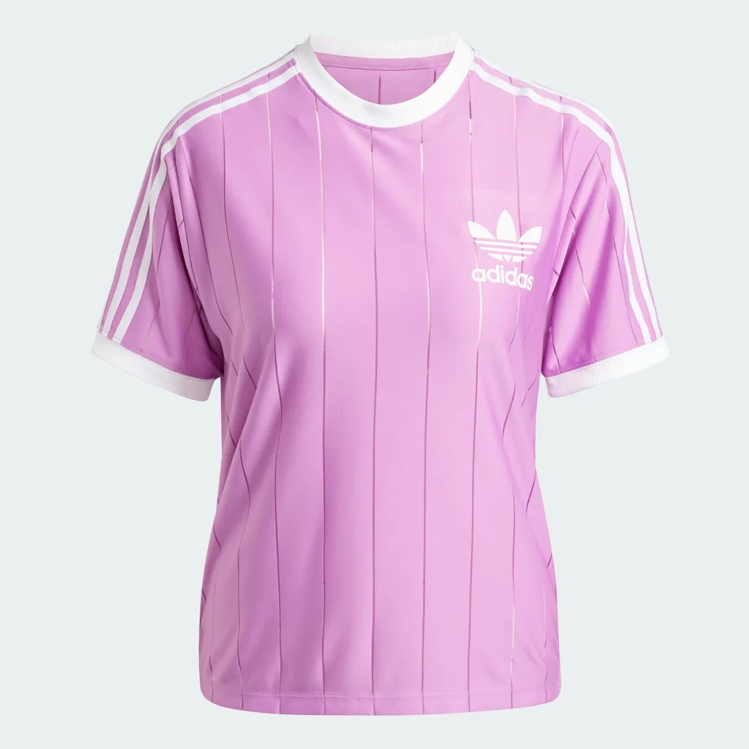 Detalle de Camiseta Adicolor Pinstripe 3 bandas de Adidas — Violeta