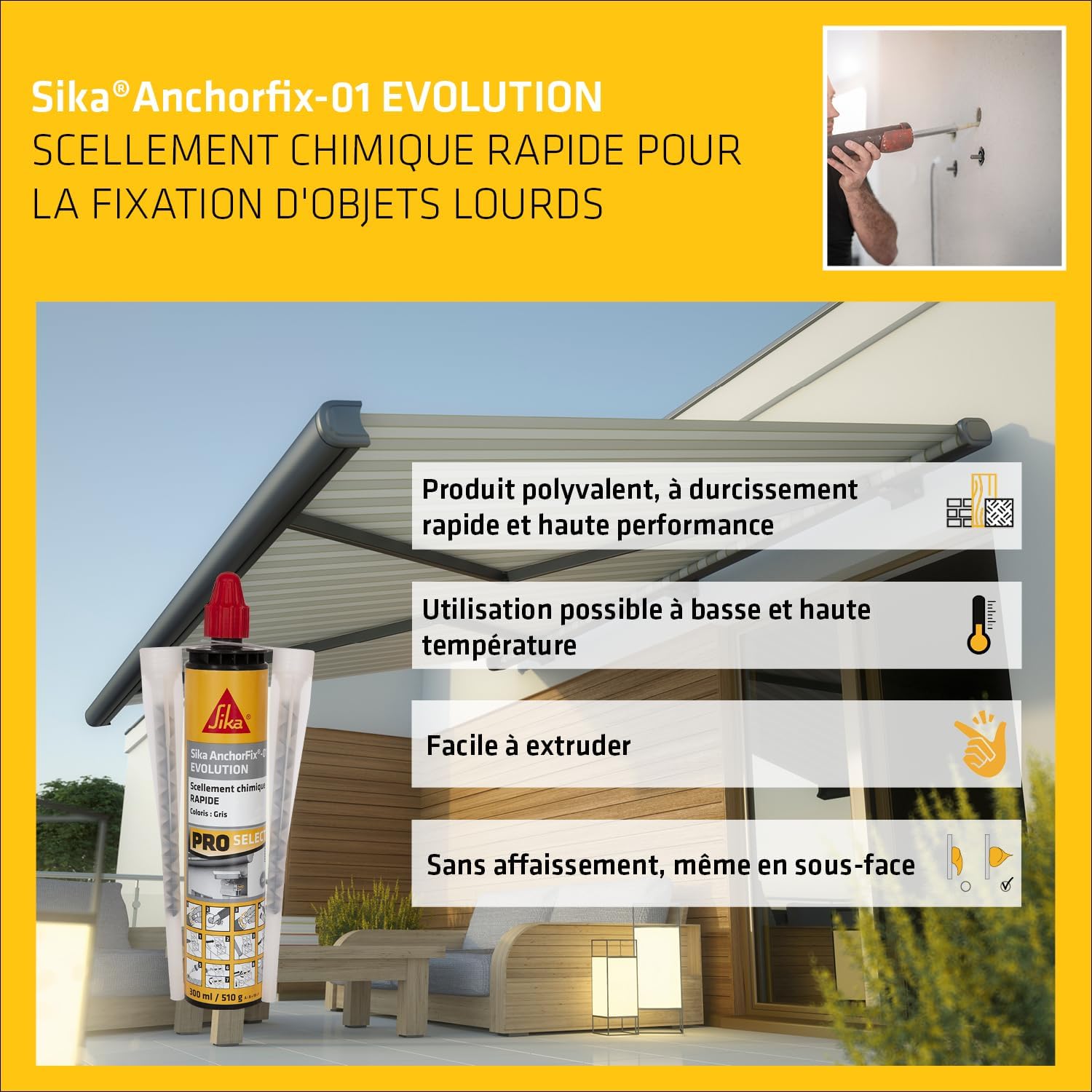 Thumbnail 1 de Sika Anchorfix 01 Evolution – Scellement chimique gris, prise rapide (12 cartouches 300 ml)