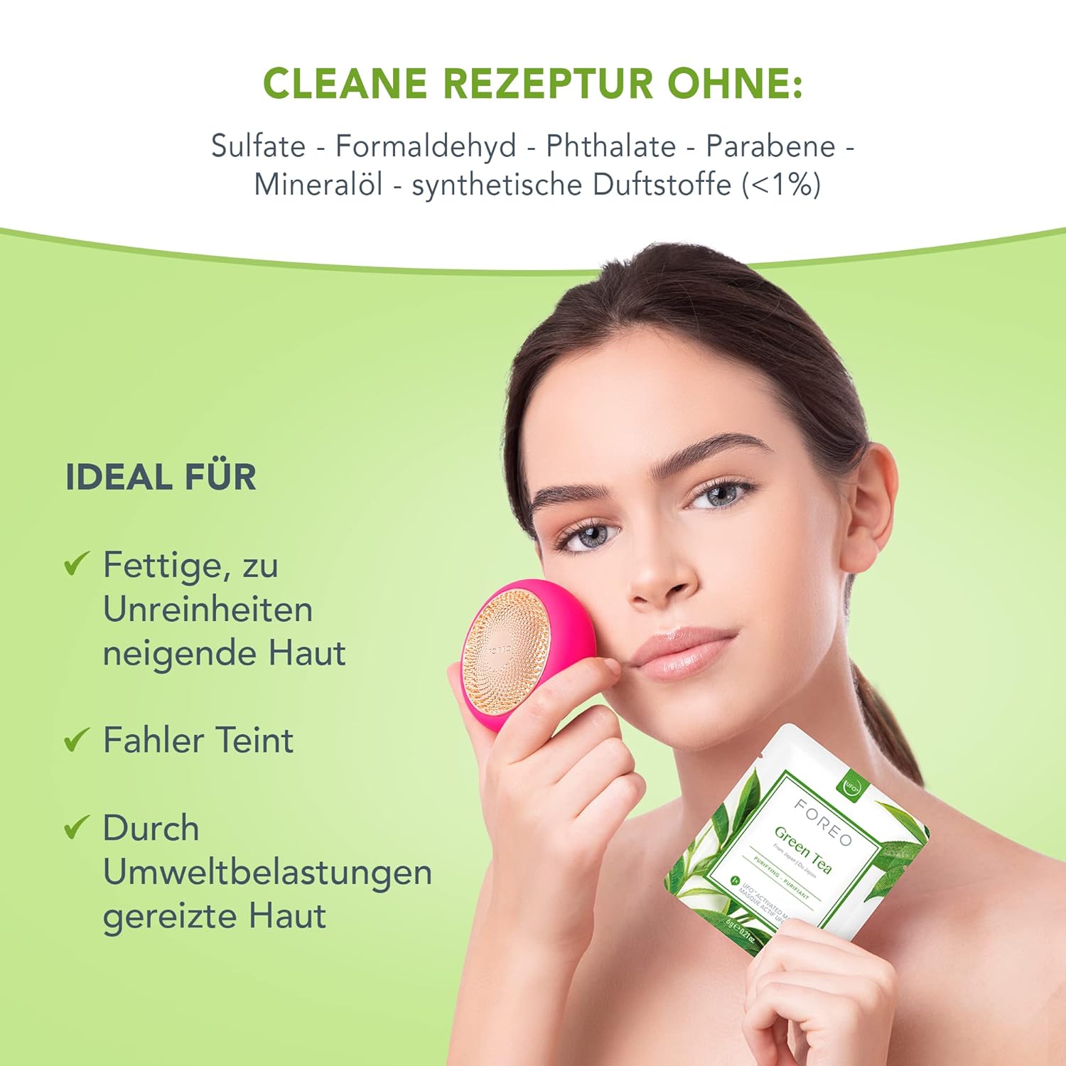 Thumbnail 1 de FOREO Green Tea UFO-aktivierte Gesichtsmaske (3er-Pack) für zu Unreinheiten neigende, fettige Haut